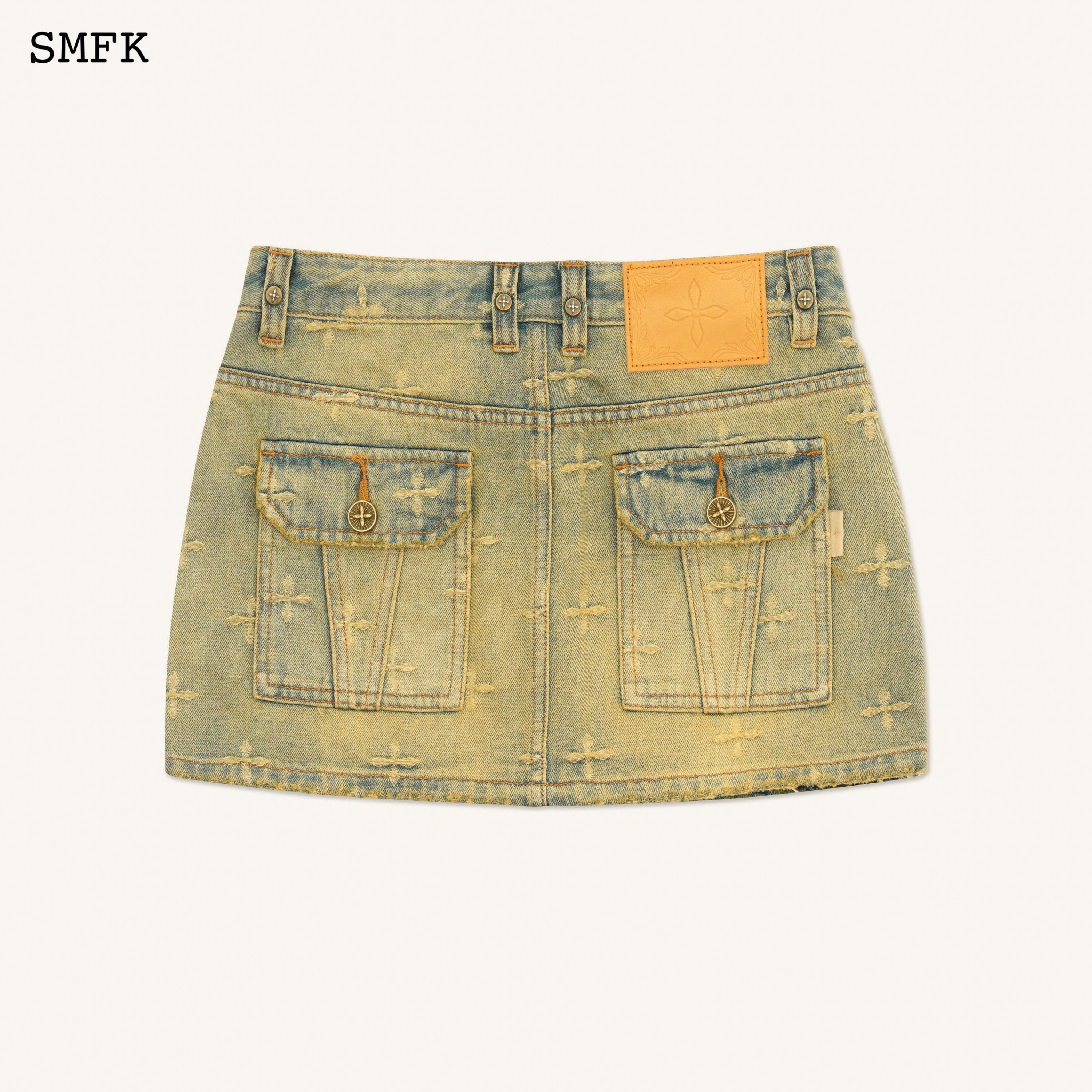 Ancient Myth Temple Garden Denim Mini Skirt - SMFK Official