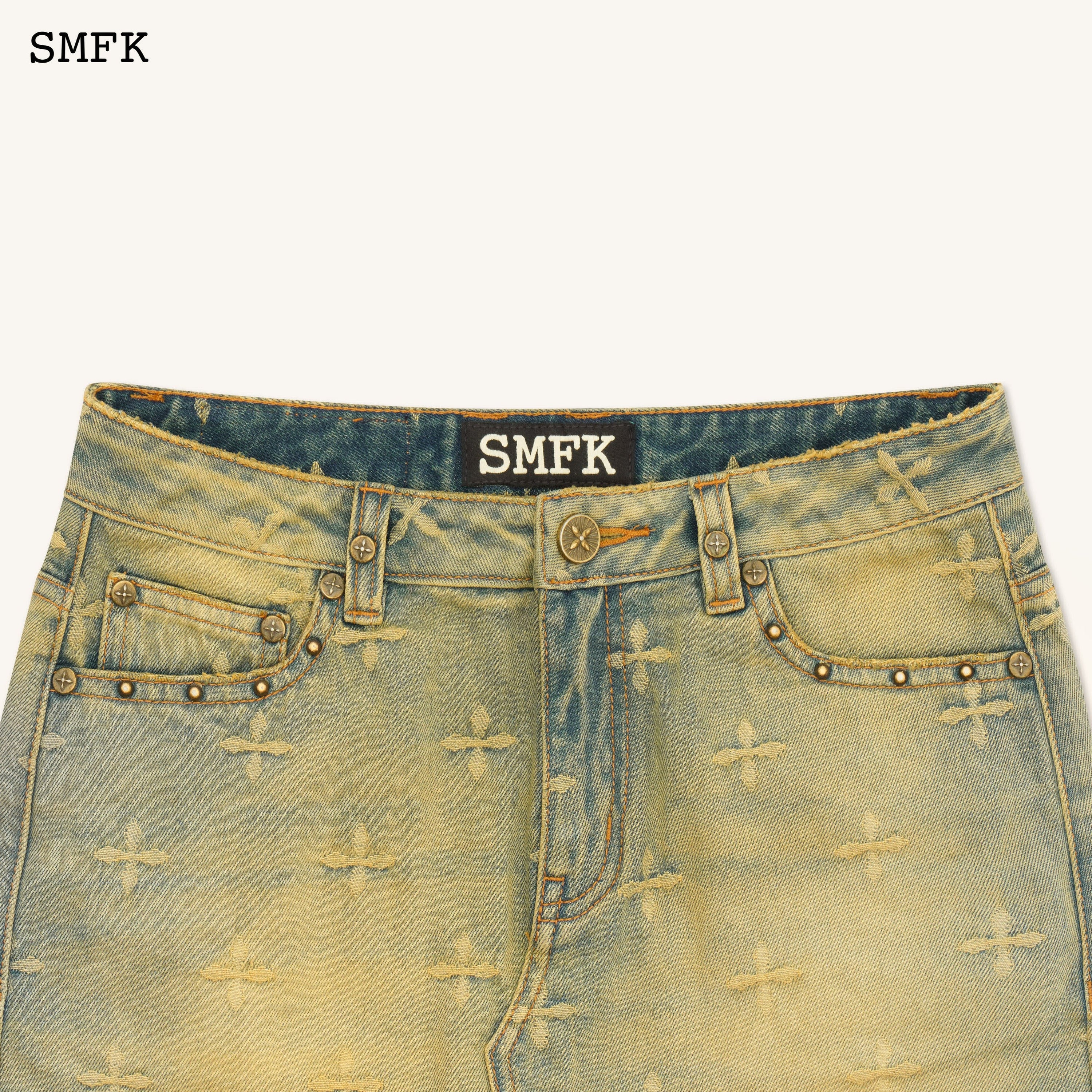 Ancient Myth Temple Garden Denim Mini Skirt - SMFK Official