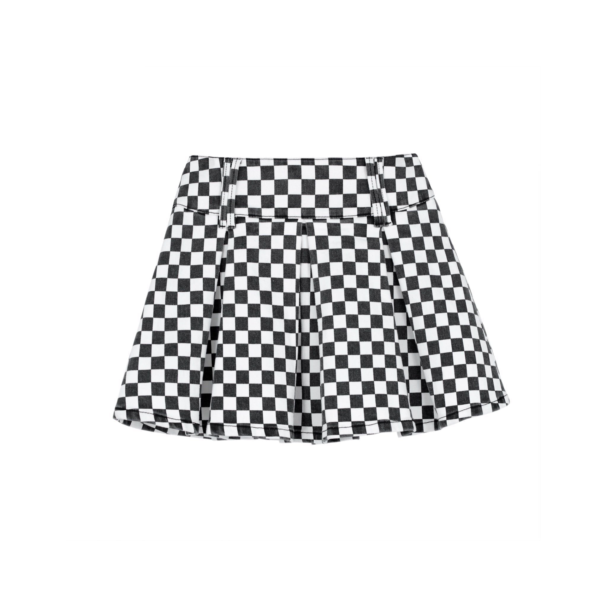 Black And White Grid Wonderland Pleated Skirt | SMFK Official