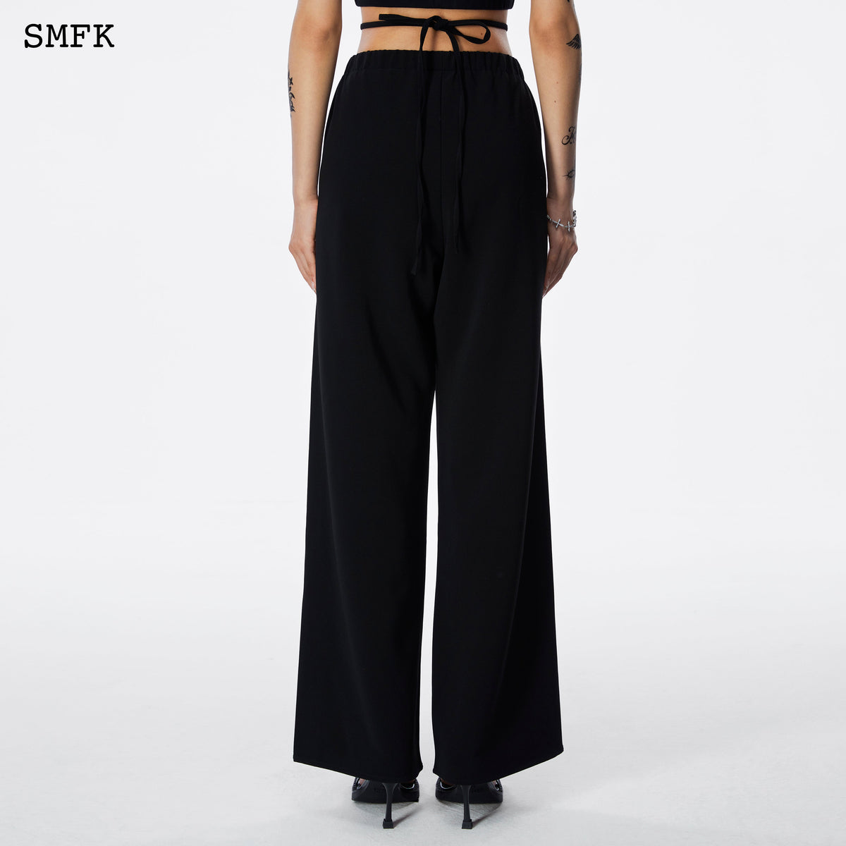 Black Dark Dancer Wide Leg Pants | SMFK Official