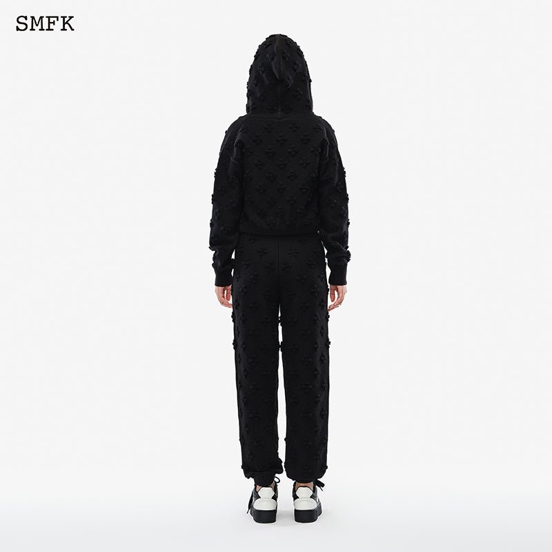 Black Garden Wool Knit Short Hoodie|SMFK Official