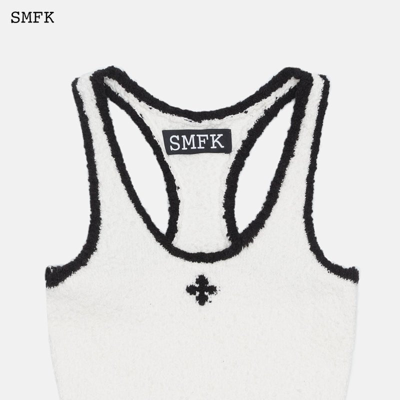 Campus Vintage Knitted Tank Dress White - SMFK Official