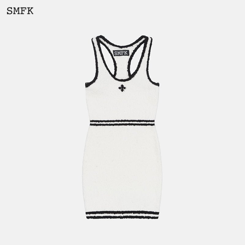 Campus Vintage Knitted Tank Dress White - SMFK Official