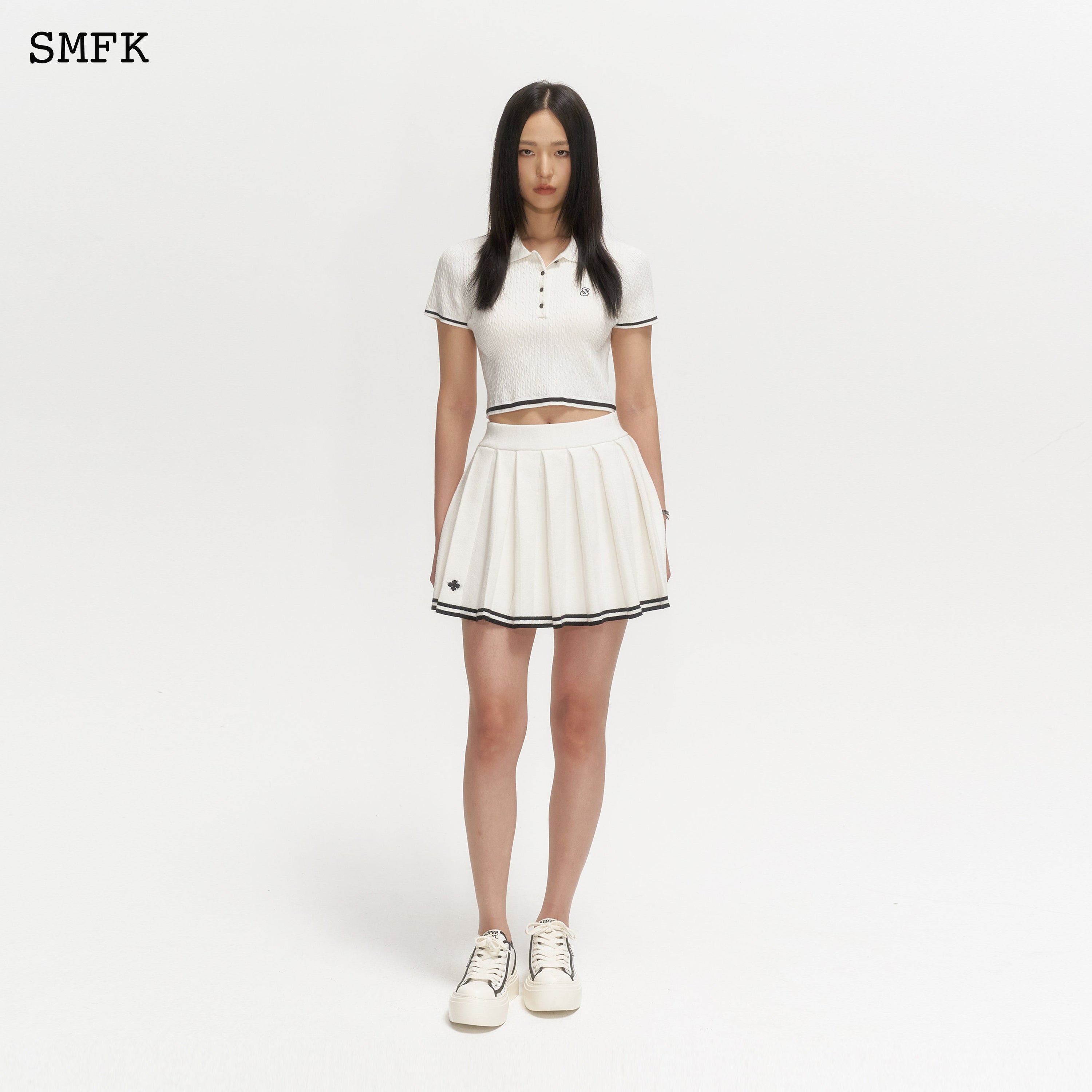 Campus White Polo With Letter S - SMFK Official