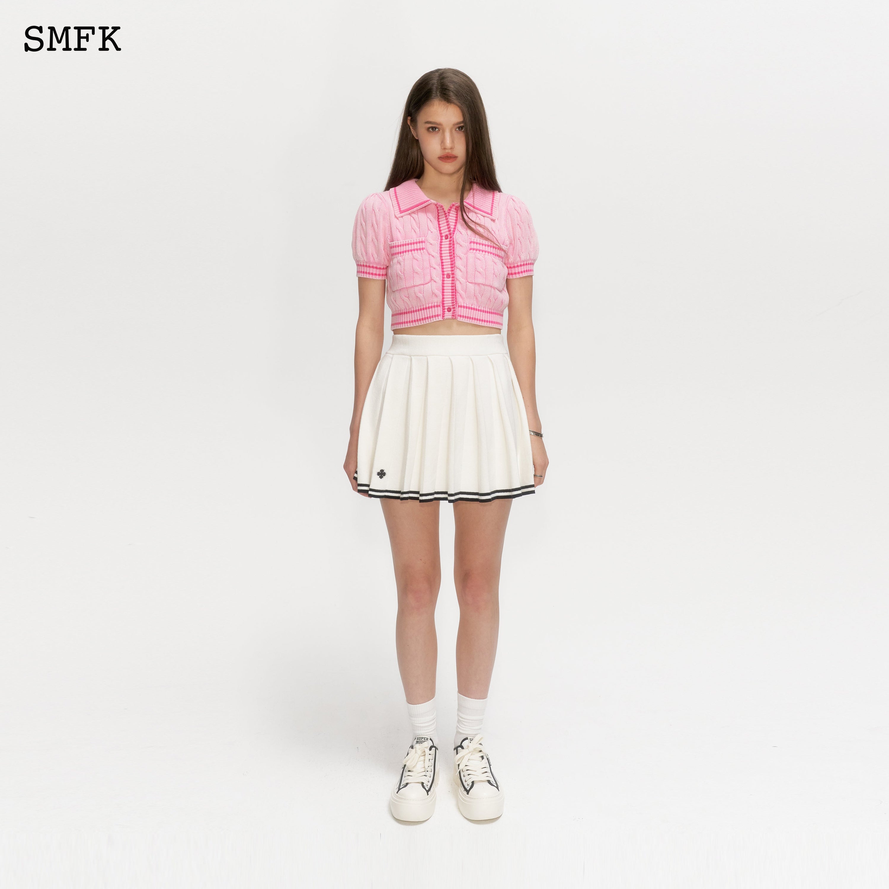 Compass Academy White Cashmere Pleated Skirt - SMFK Official