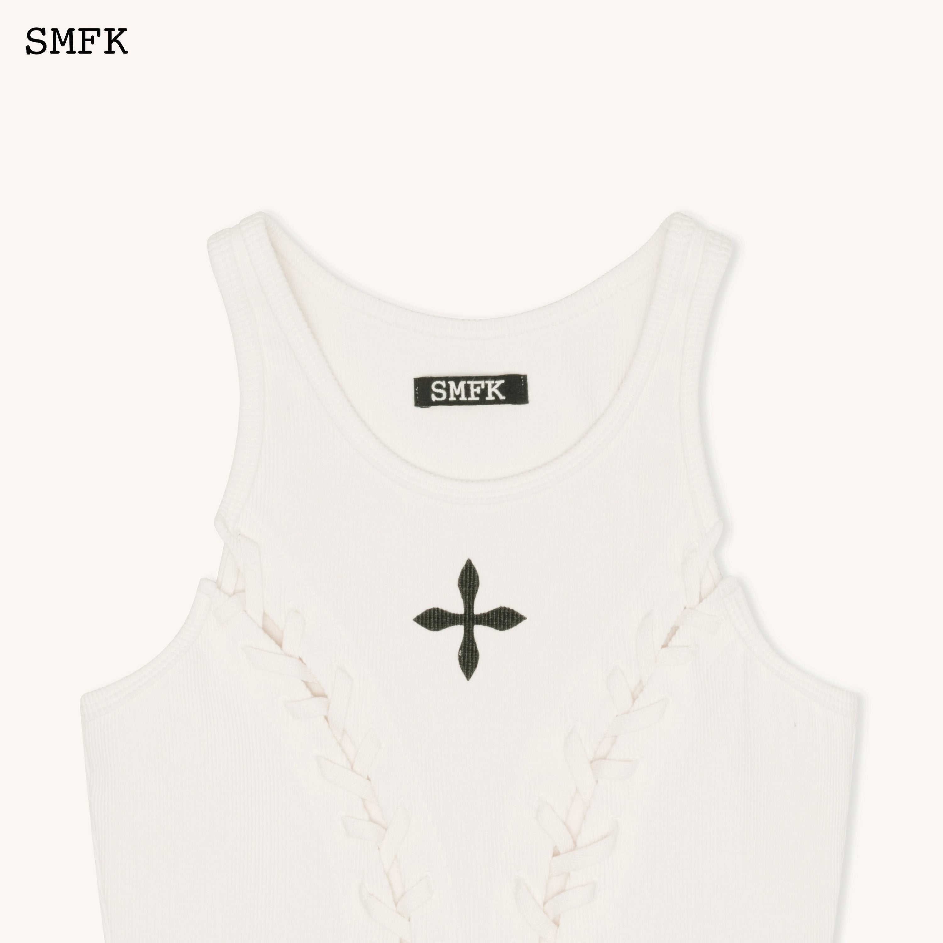 Compass Baseball Deconstruct Vest Top In White - SMFK Official