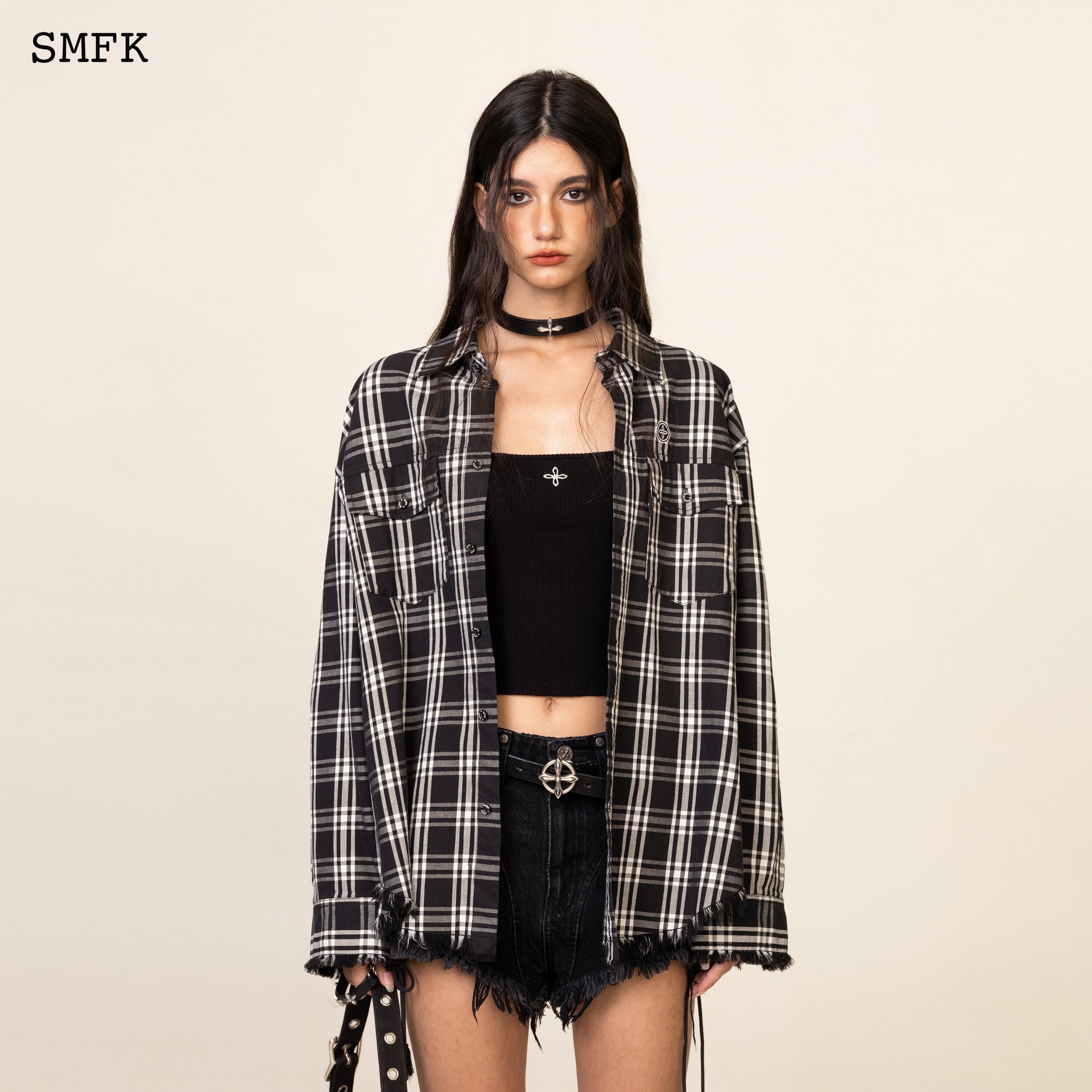 Compass Black Plaid Workwear Style Shirt - SMFK Official