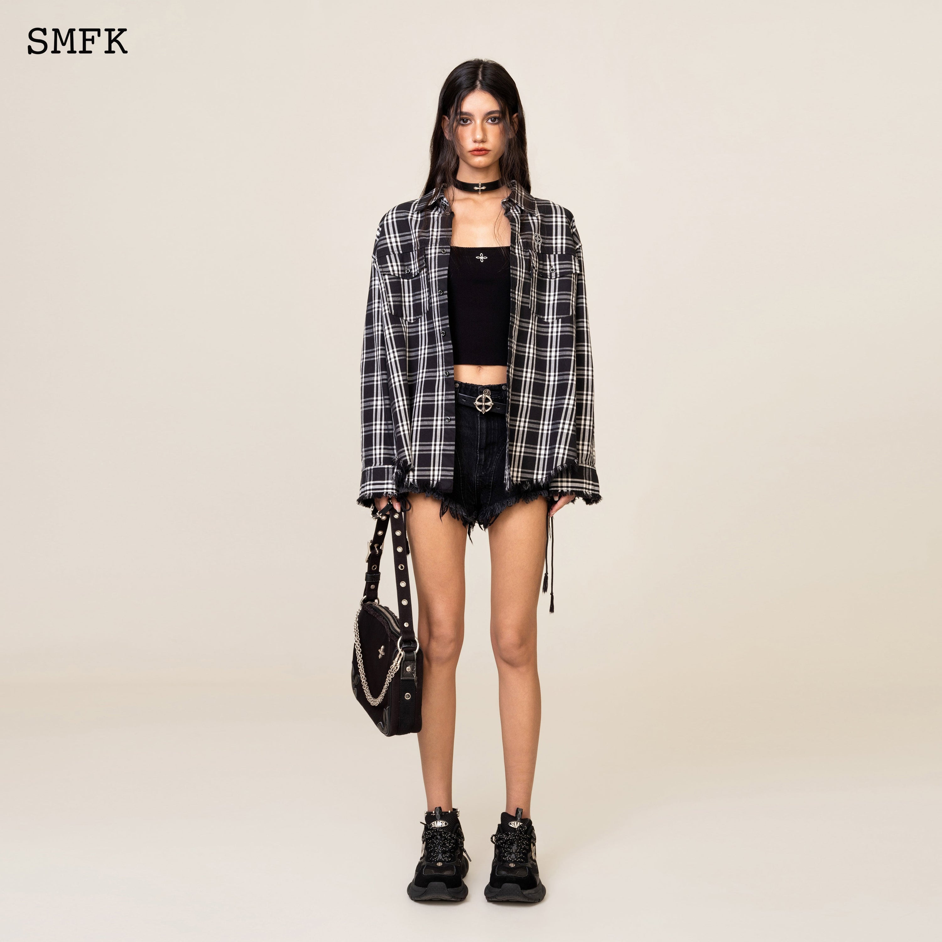 Compass Black Plaid Workwear Style Shirt - SMFK Official