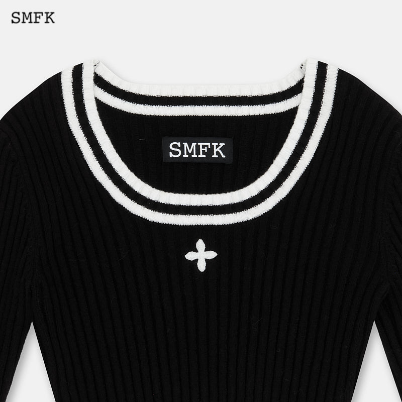 Compass classic cashmere short sweater Black - SMFK Official