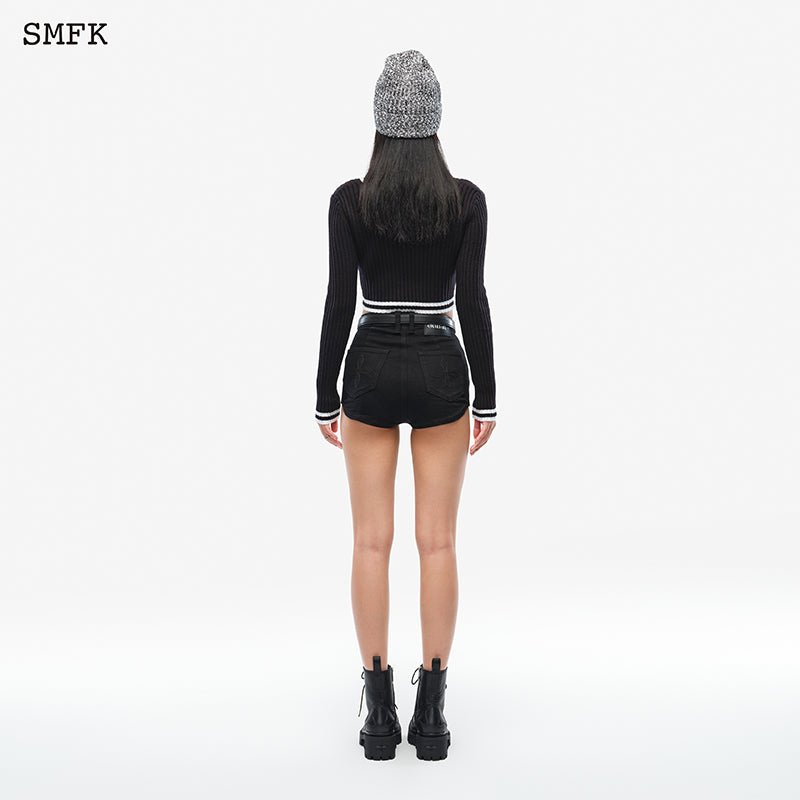 Compass classic cashmere short sweater Black - SMFK Official