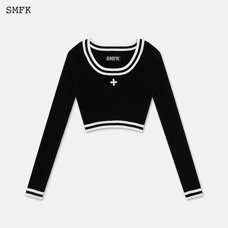 Compass classic cashmere short sweater Black - SMFK Official