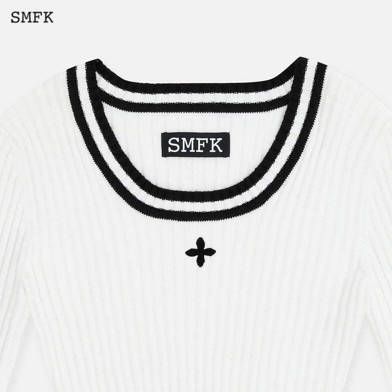 Compass classic cashmere short sweater White - SMFK Official