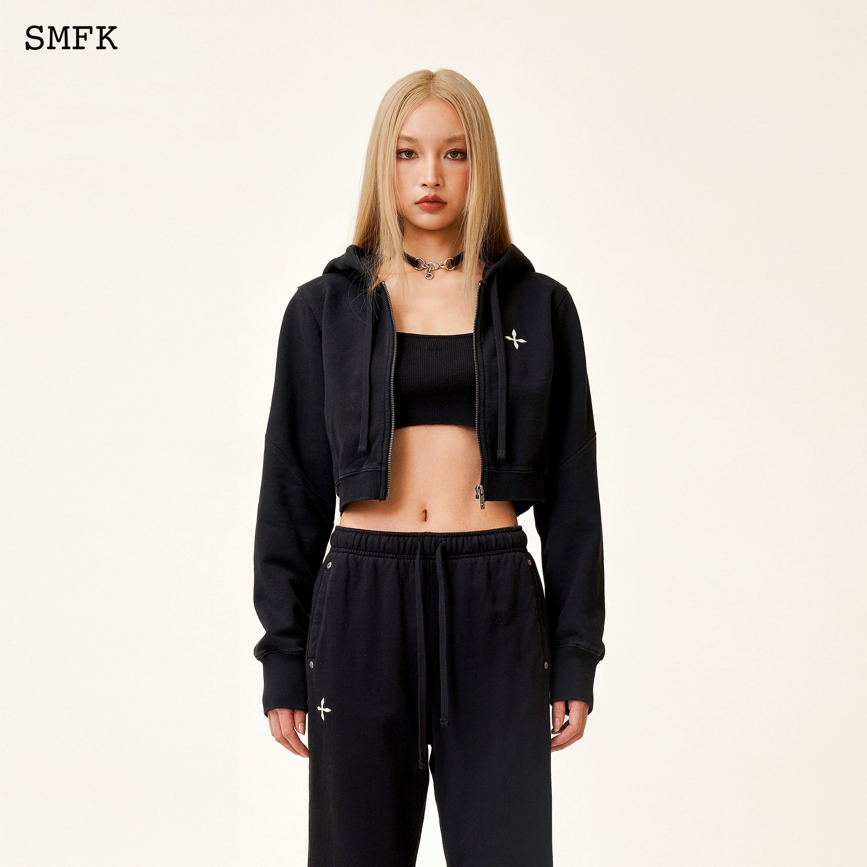 Compass Cross Classic Flared Sweatpants Black - SMFK Official