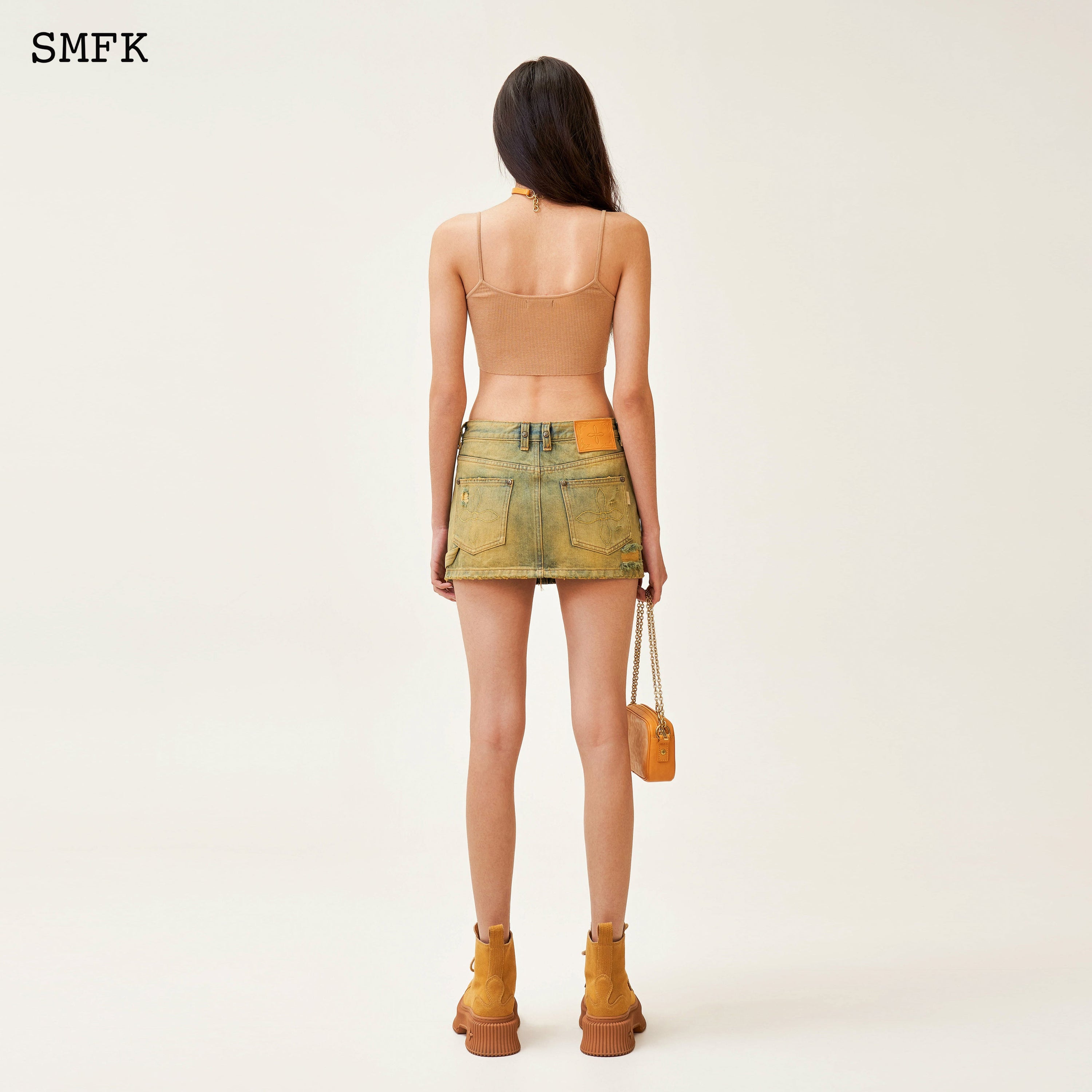 Compass Cross Classic Knitted Ultra Short Vest Top Nude - SMFK Official