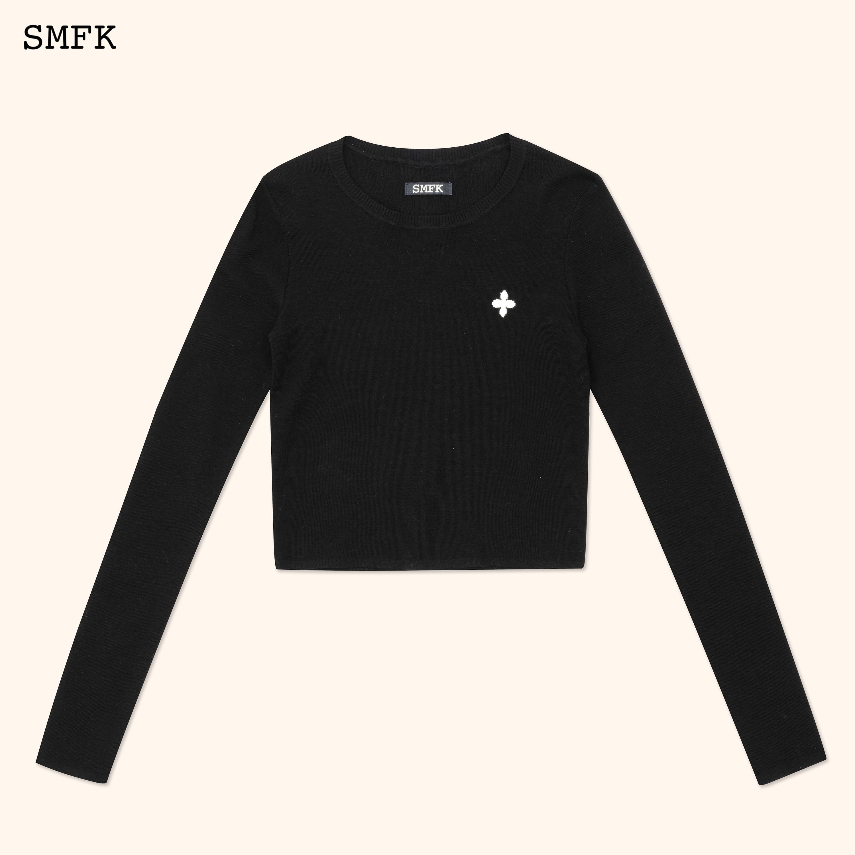 Compass Cross Classic Riding Knitted Top In Black - SMFK Official