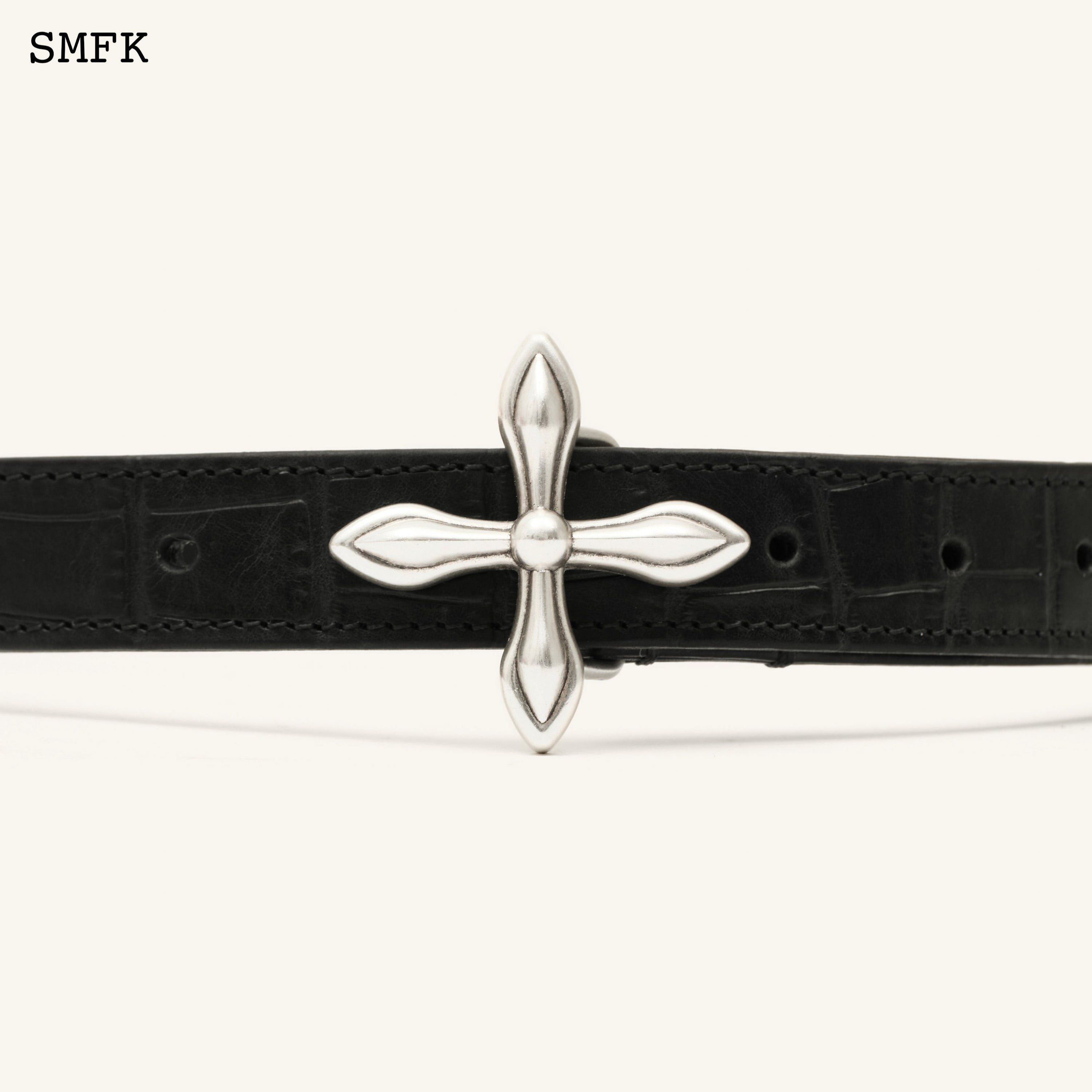 Compass Cross Leather Belt Crocodile Pattern - SMFK Official