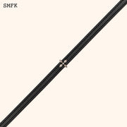 Compass Cross Leather Chocker In Black - SMFK Official