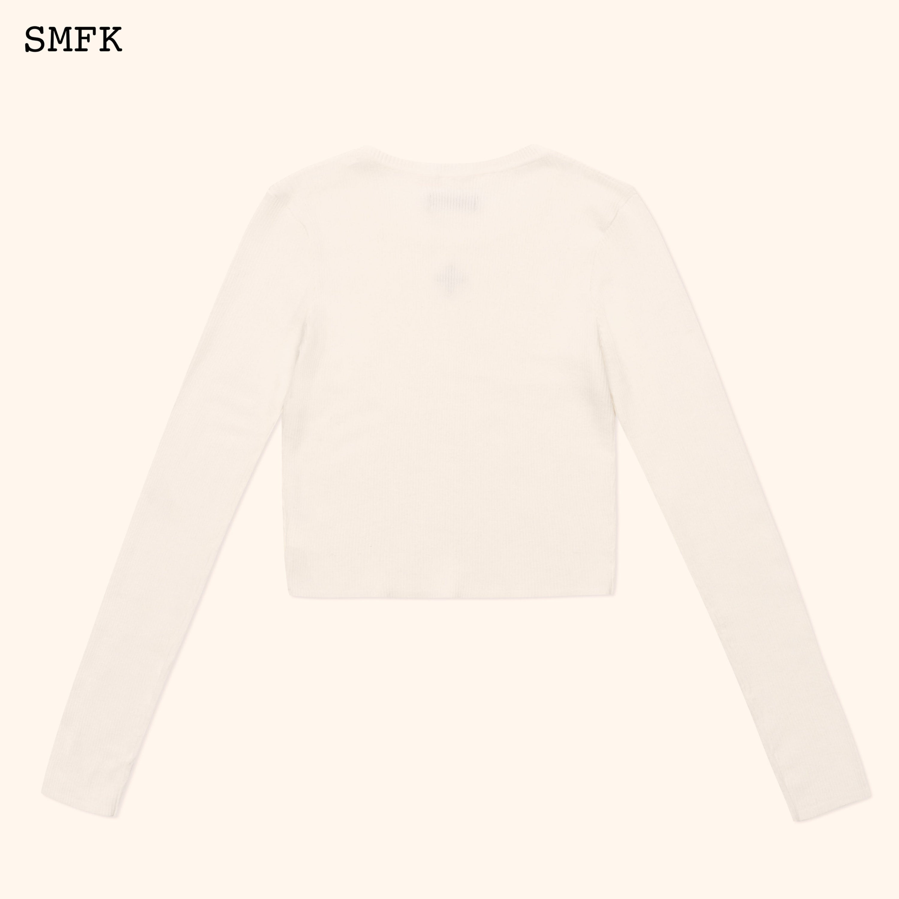 Compass Cross Rib Knit Top In White - SMFK Official