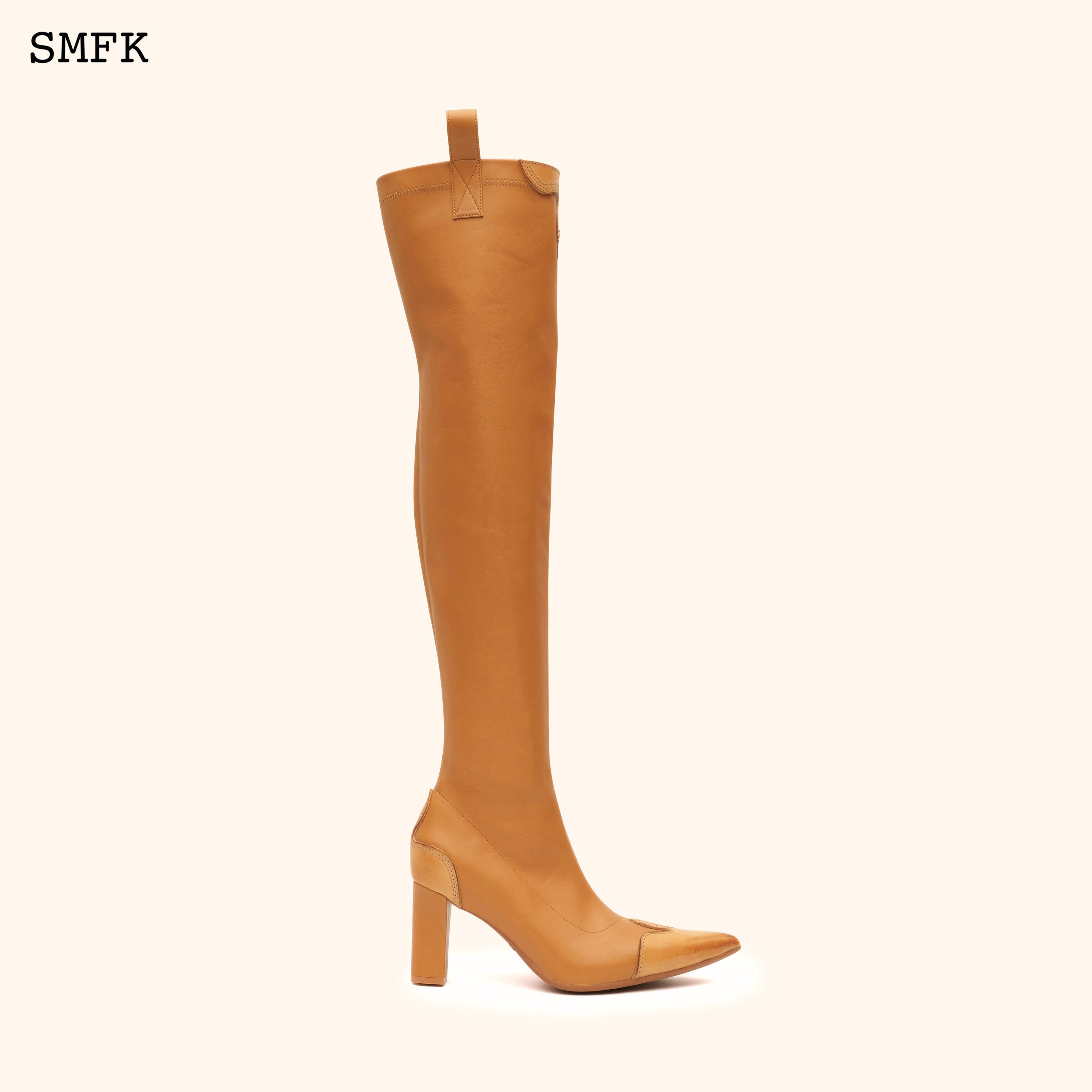 Compass Cross Wheat Leather over-the-knee Boots - SMFK Official