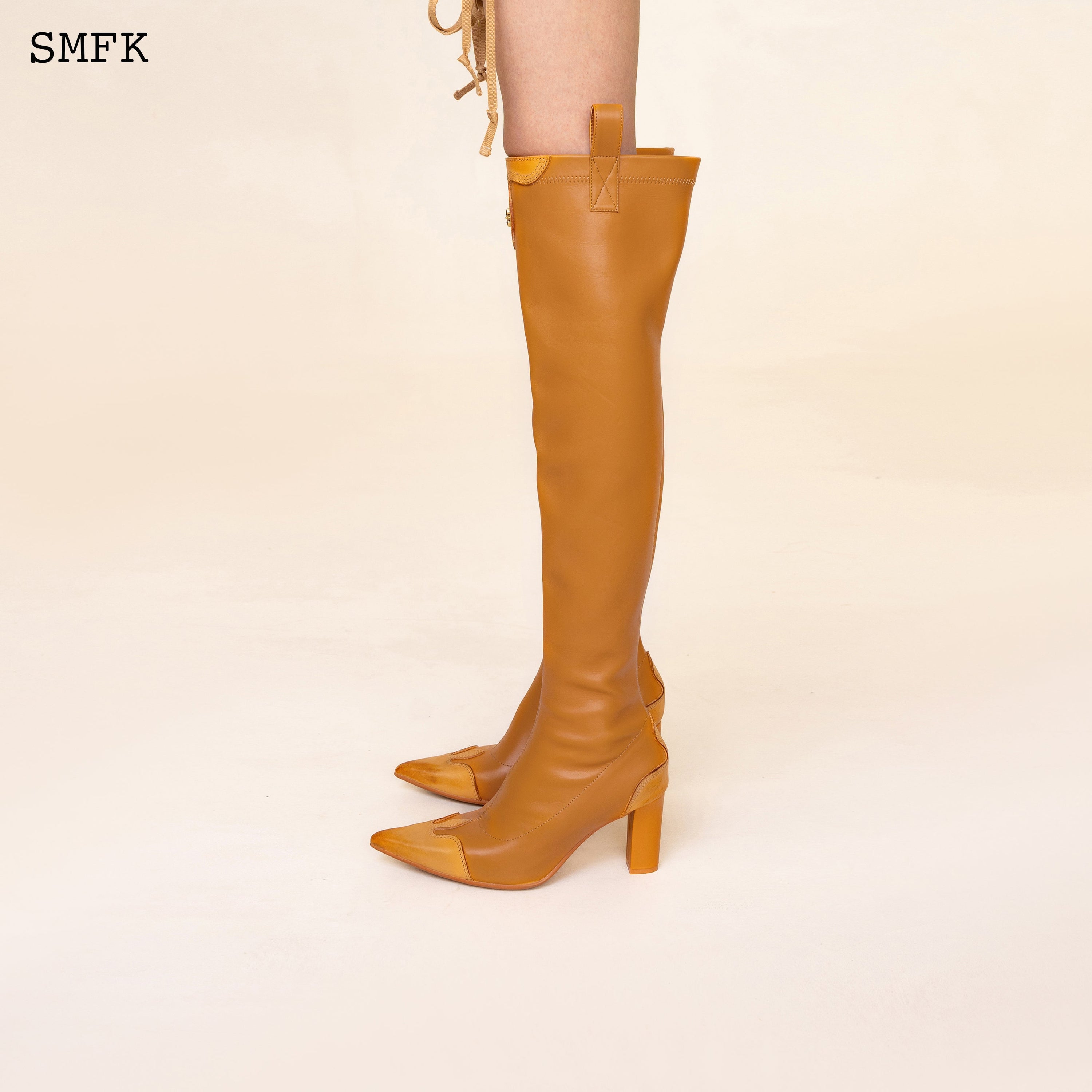 Compass Cross Wheat Leather over-the-knee Boots - SMFK Official