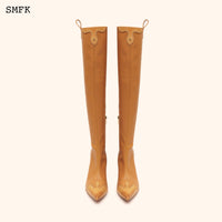 Compass Cross Wheat Leather over-the-knee Boots - SMFK Official
