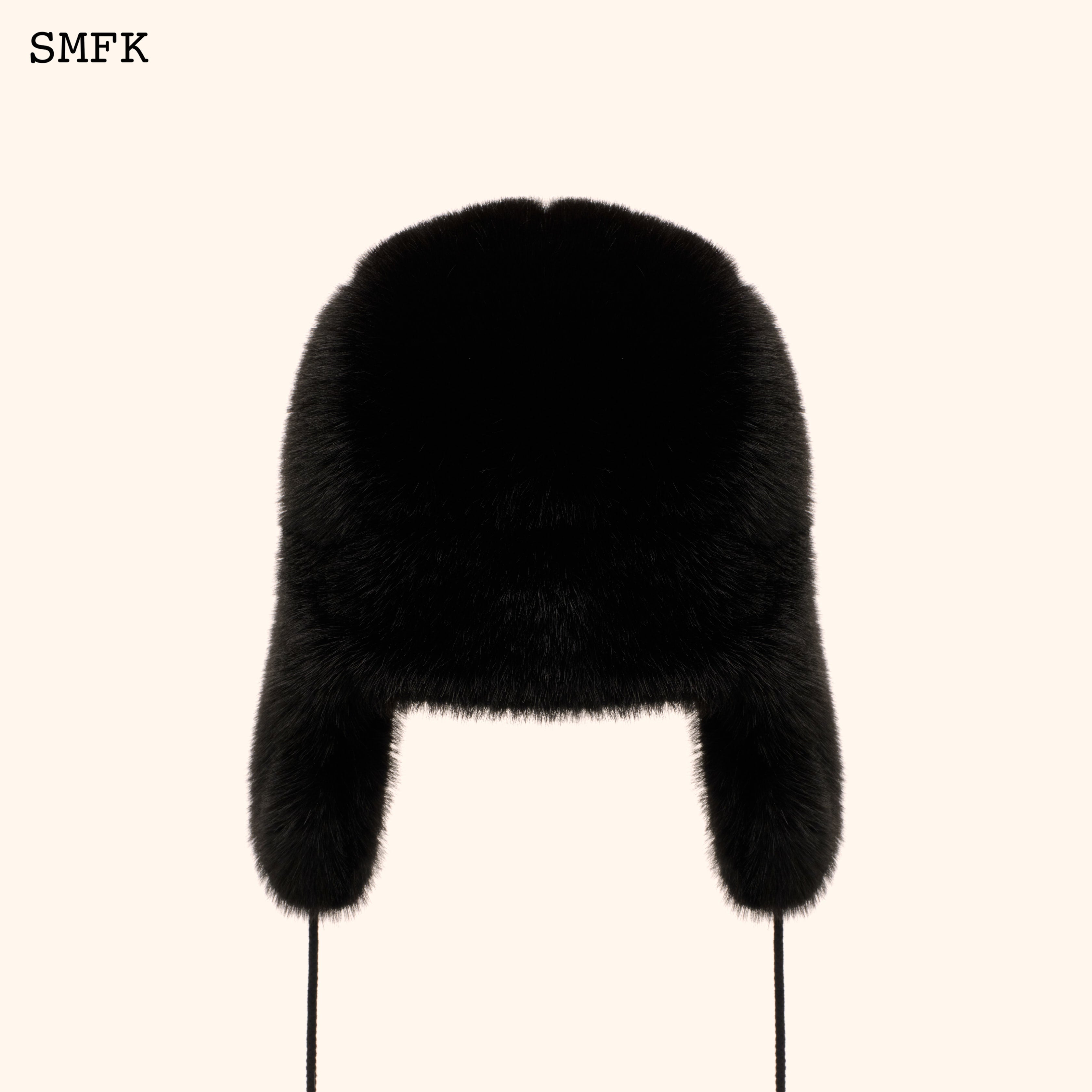 Compass Cross Winter Faux Fur Hat In Black – SMFK Official