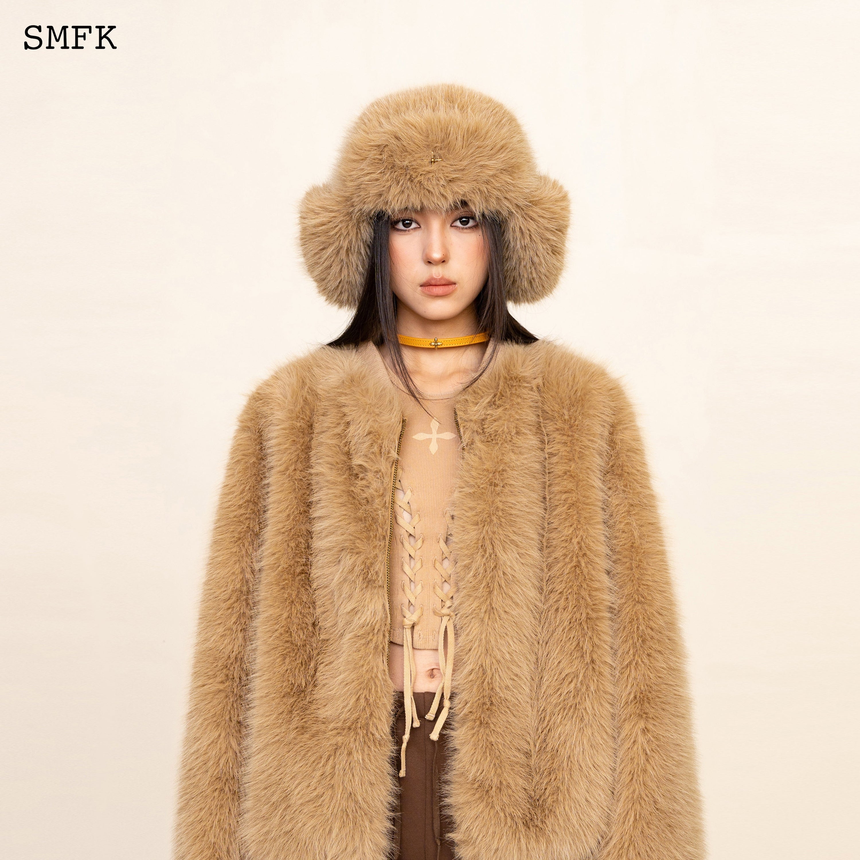 Compass Cross Winter Fur Hat In Wheat - SMFK Official