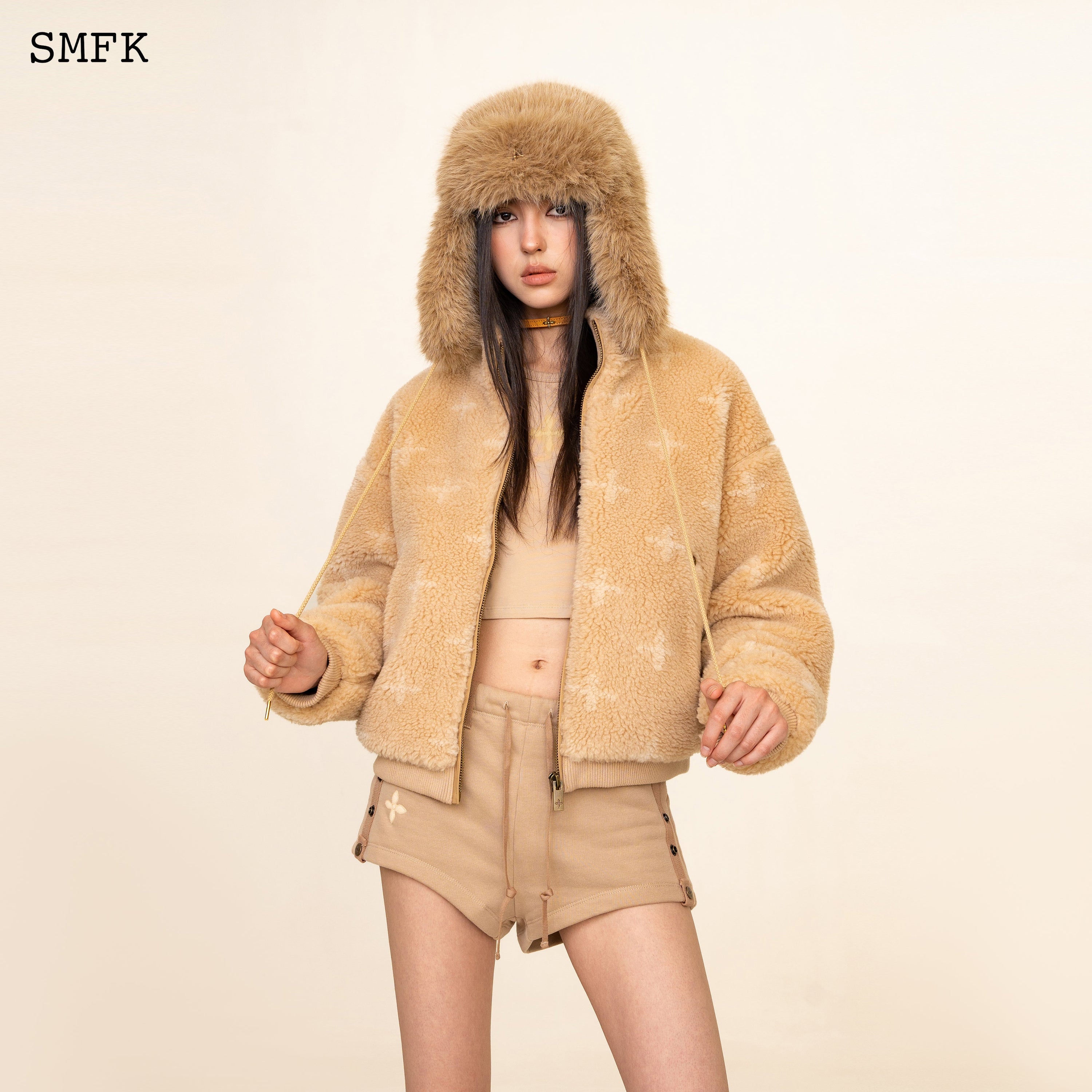 Compass Cross Winter Fur Hat In Wheat - SMFK Official