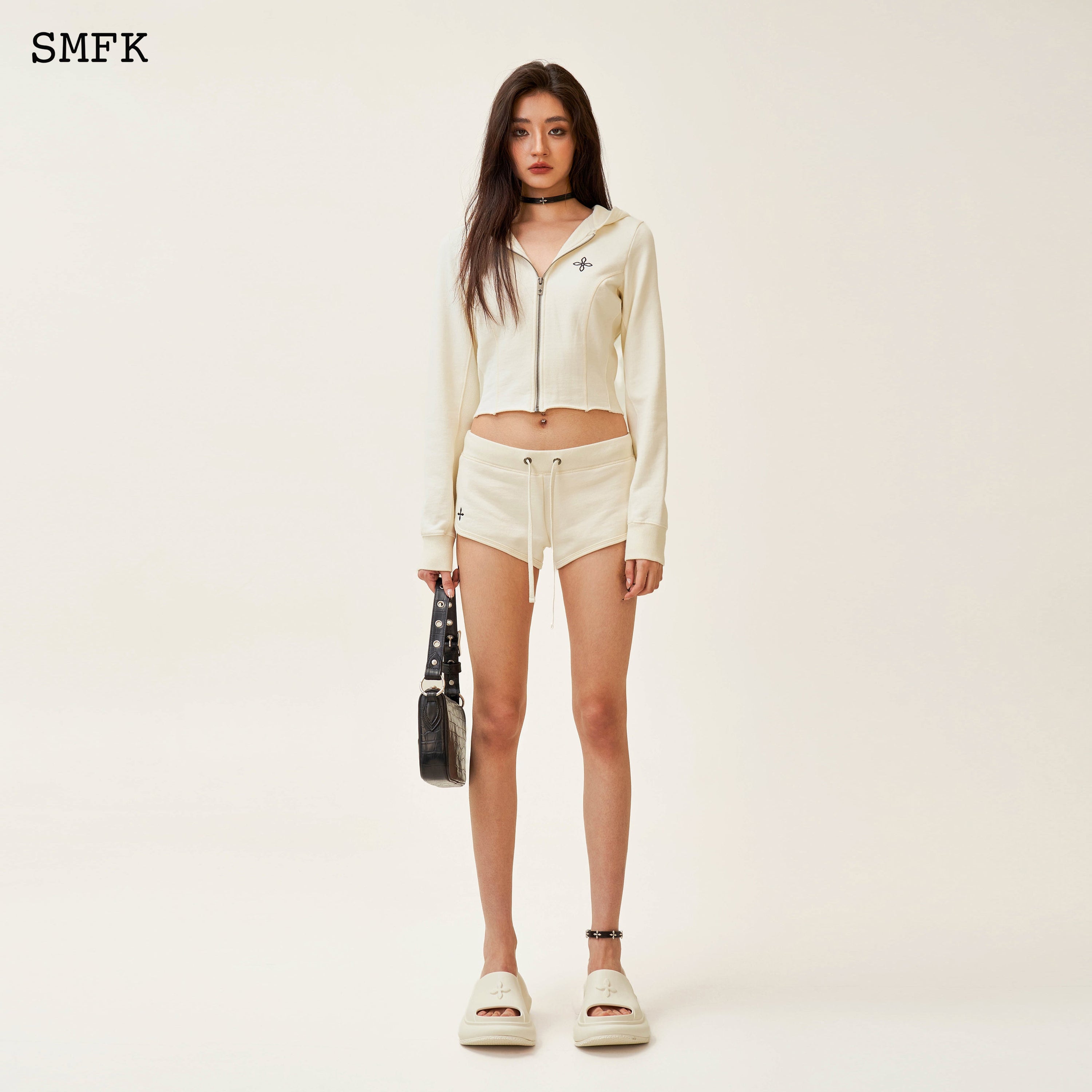 Compass Rove Stray Slim-Fit Hoodie In White - SMFK Official