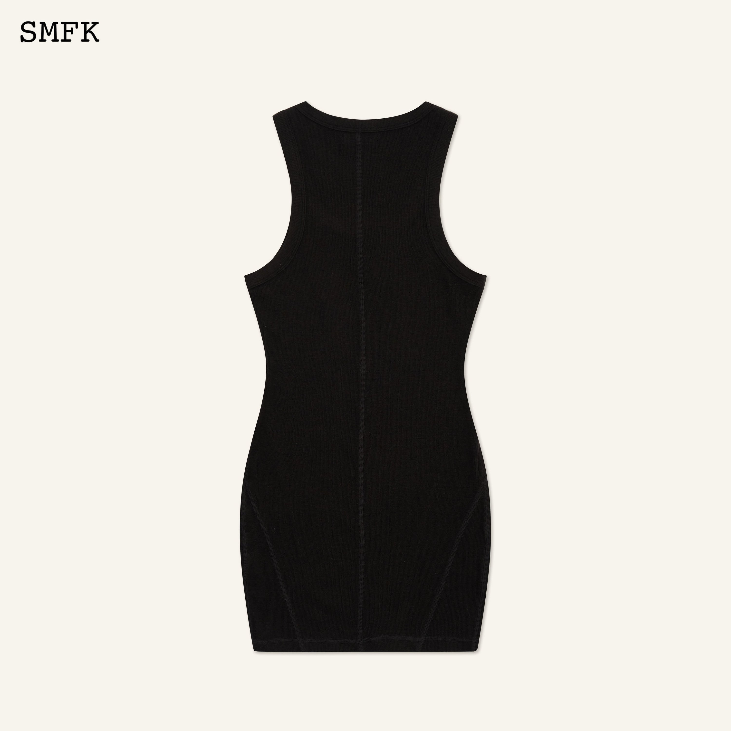 Compass Rove Stray Vest Dress In Black - SMFK Official