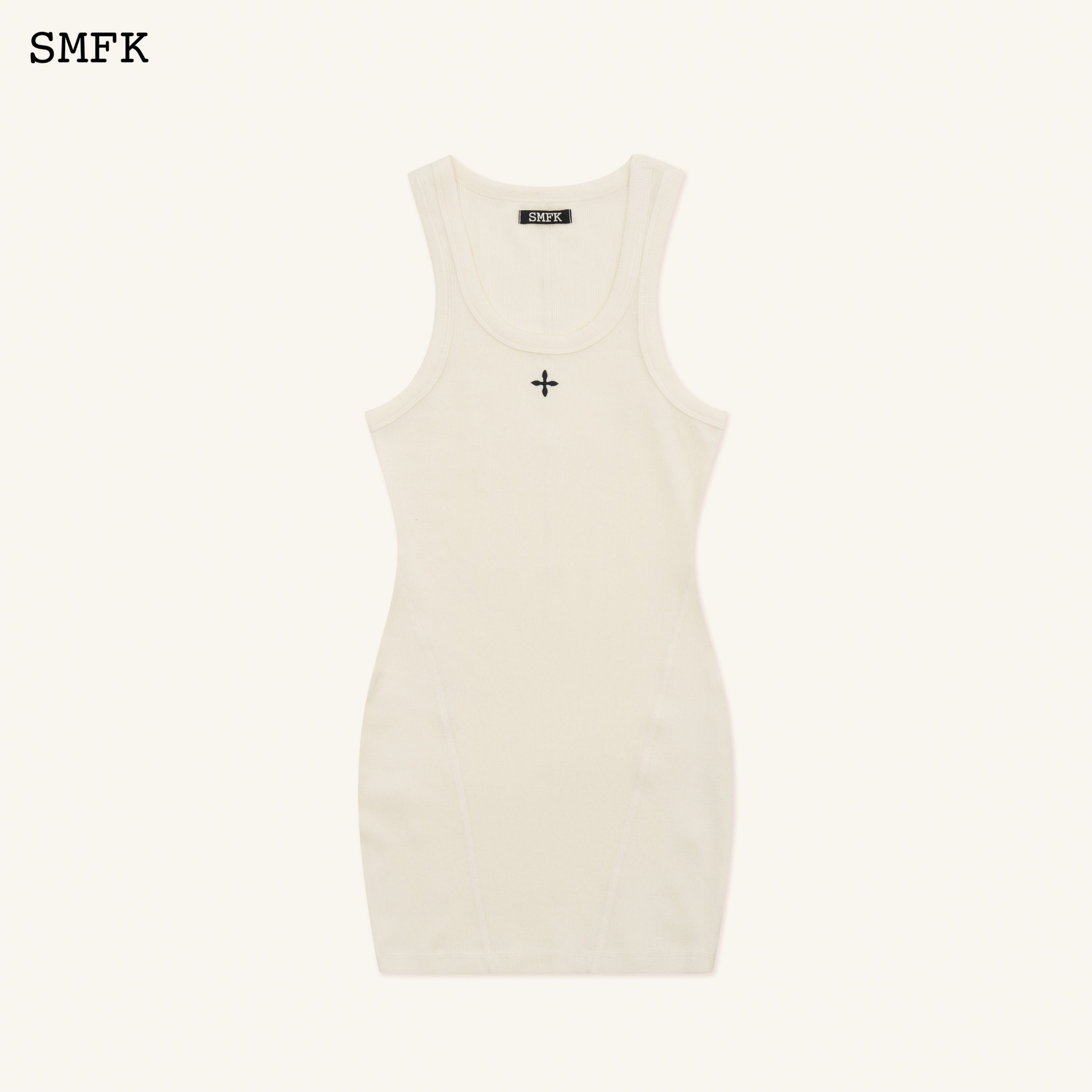 Compass Rove Stray Vest Dress In White - SMFK Official