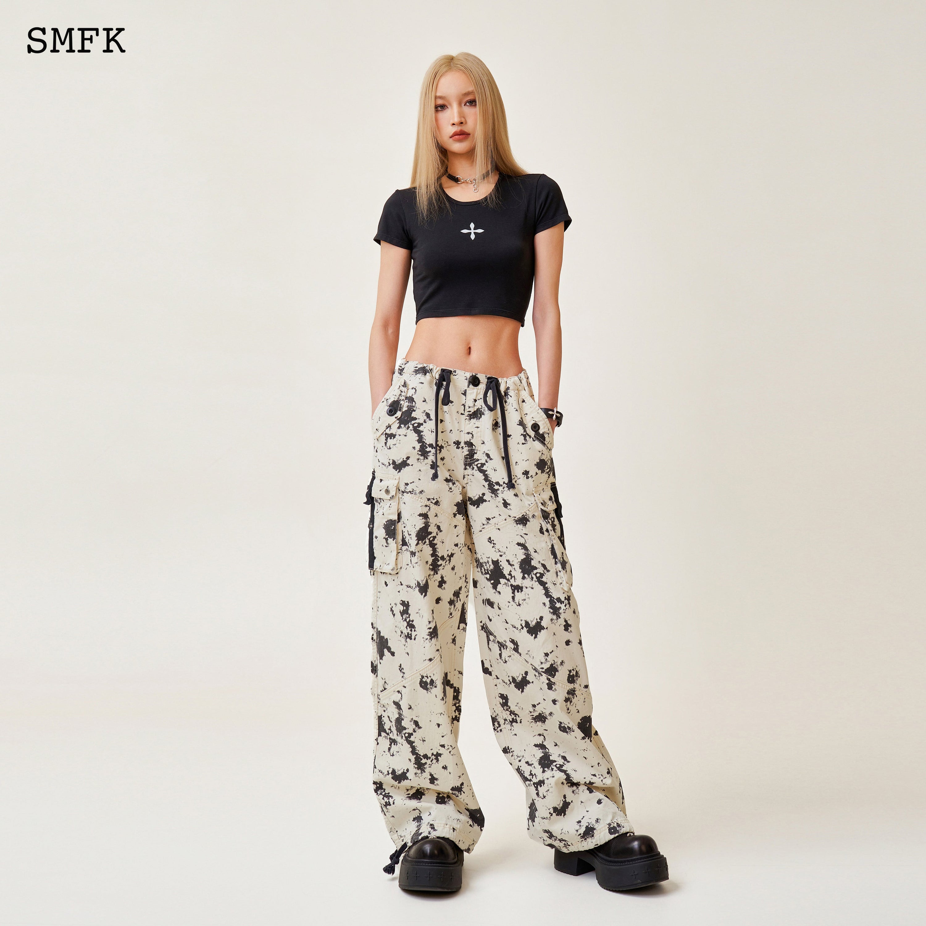 Compass White Camouflage Retro Paratrooper Pants - SMFK Official