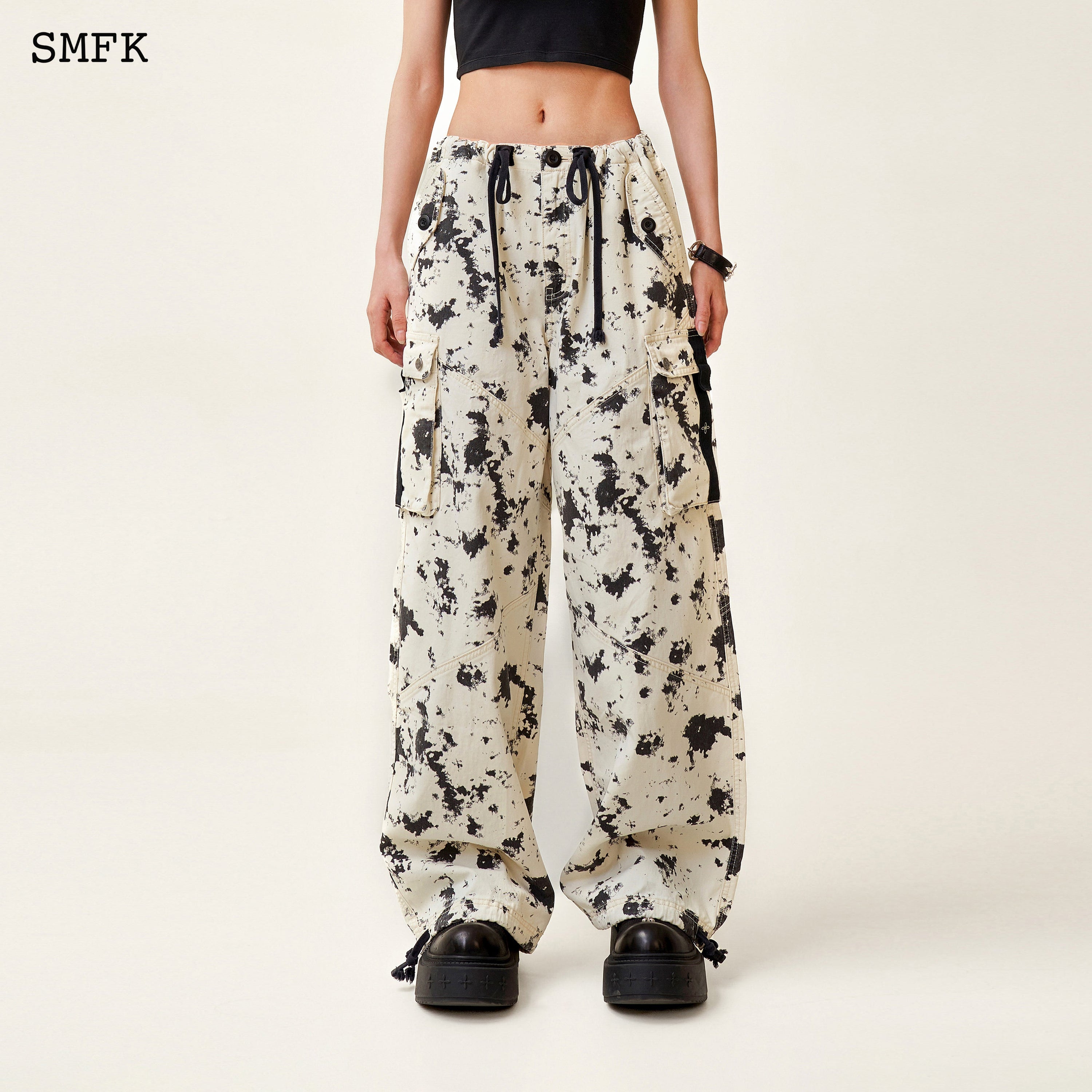 Compass White Camouflage Retro Paratrooper Pants - SMFK Official