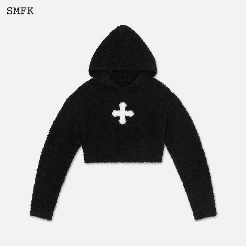 Compass wool knit short hoodie - SMFK Official