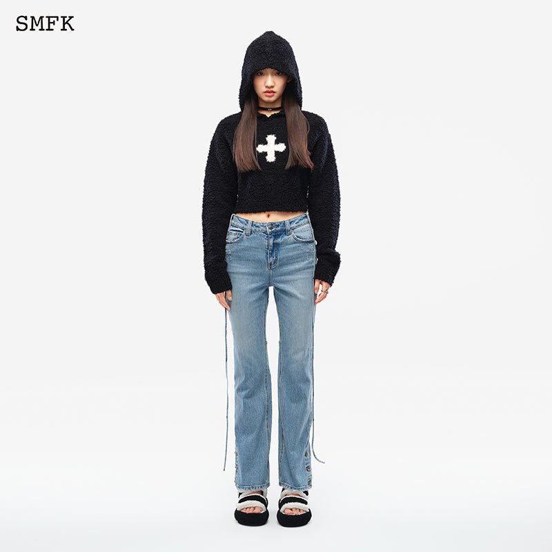 Compass wool knit short hoodie - SMFK Official