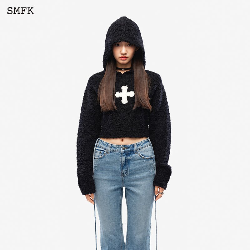 Compass wool knit short hoodie - SMFK Official