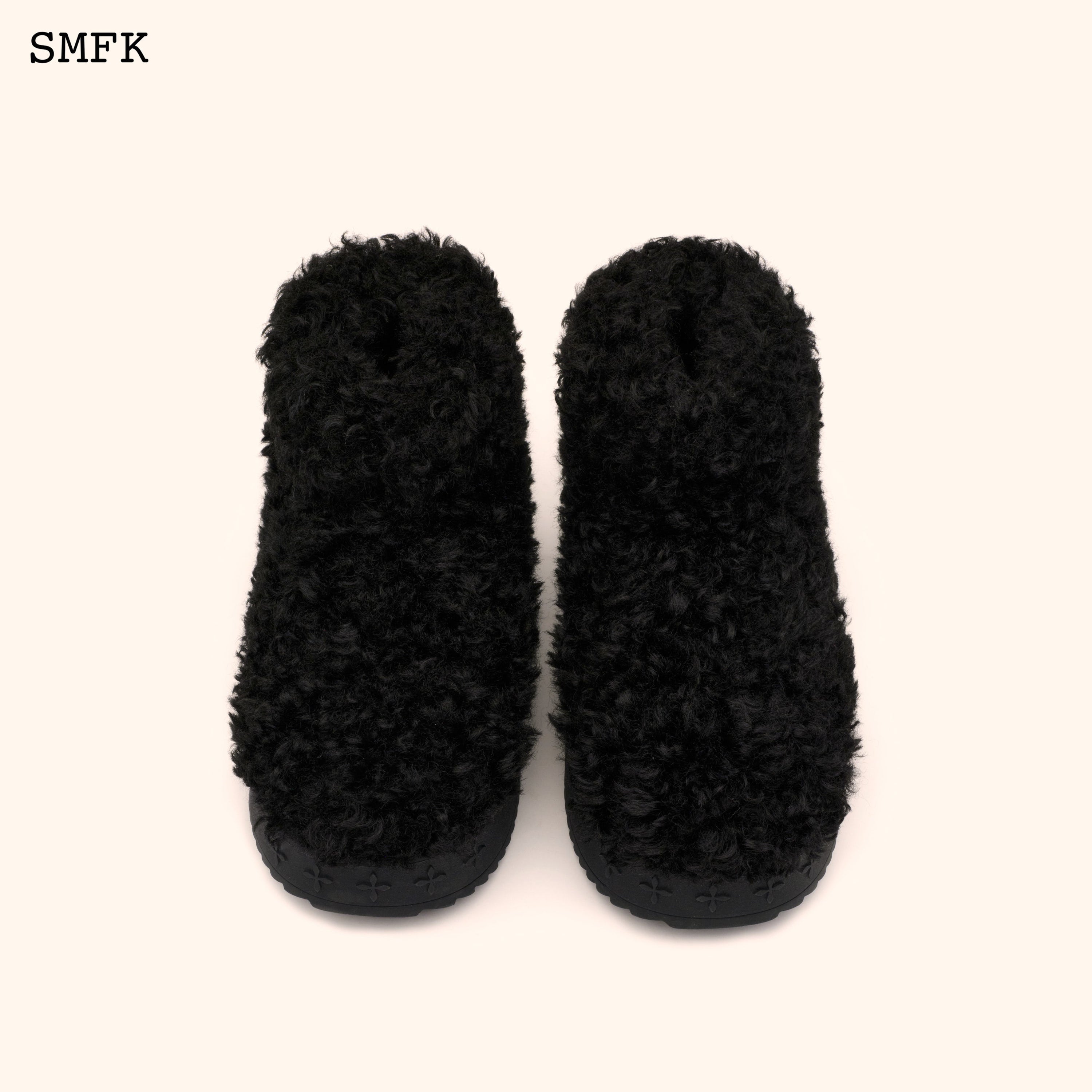 Compass Woolly Black Fluffy Short Boots - SMFK Official