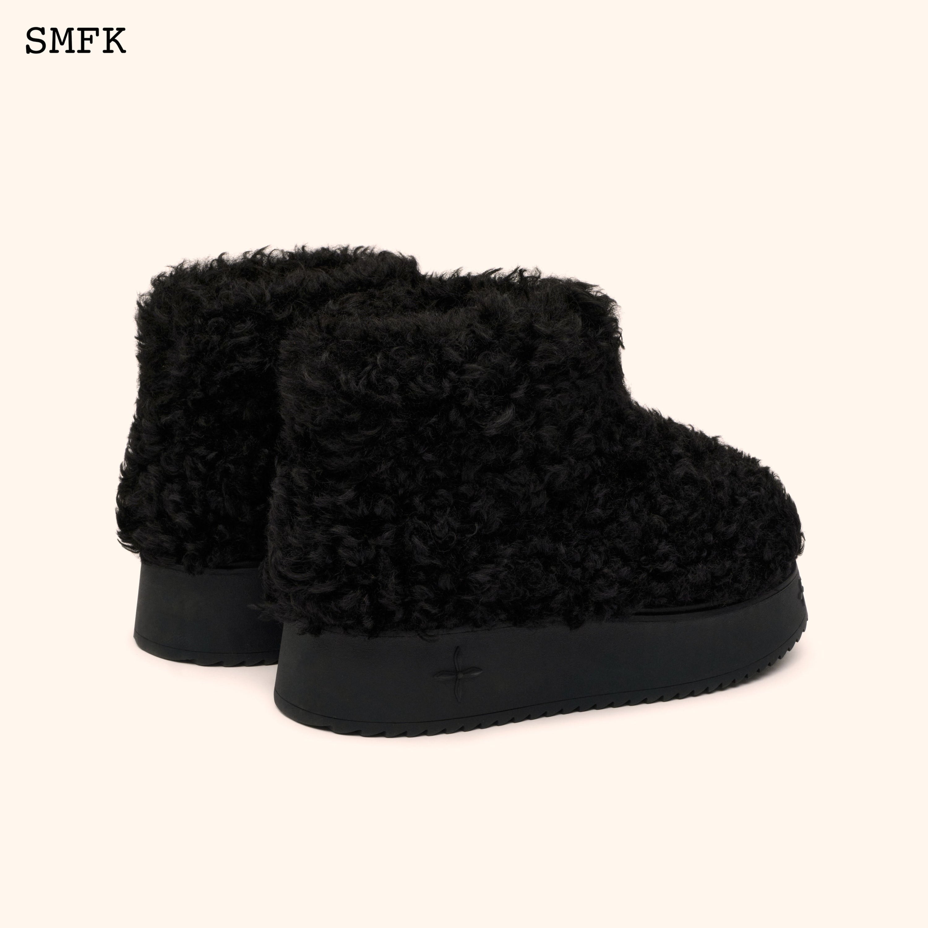 Compass Woolly Black Fluffy Short Boots - SMFK Official