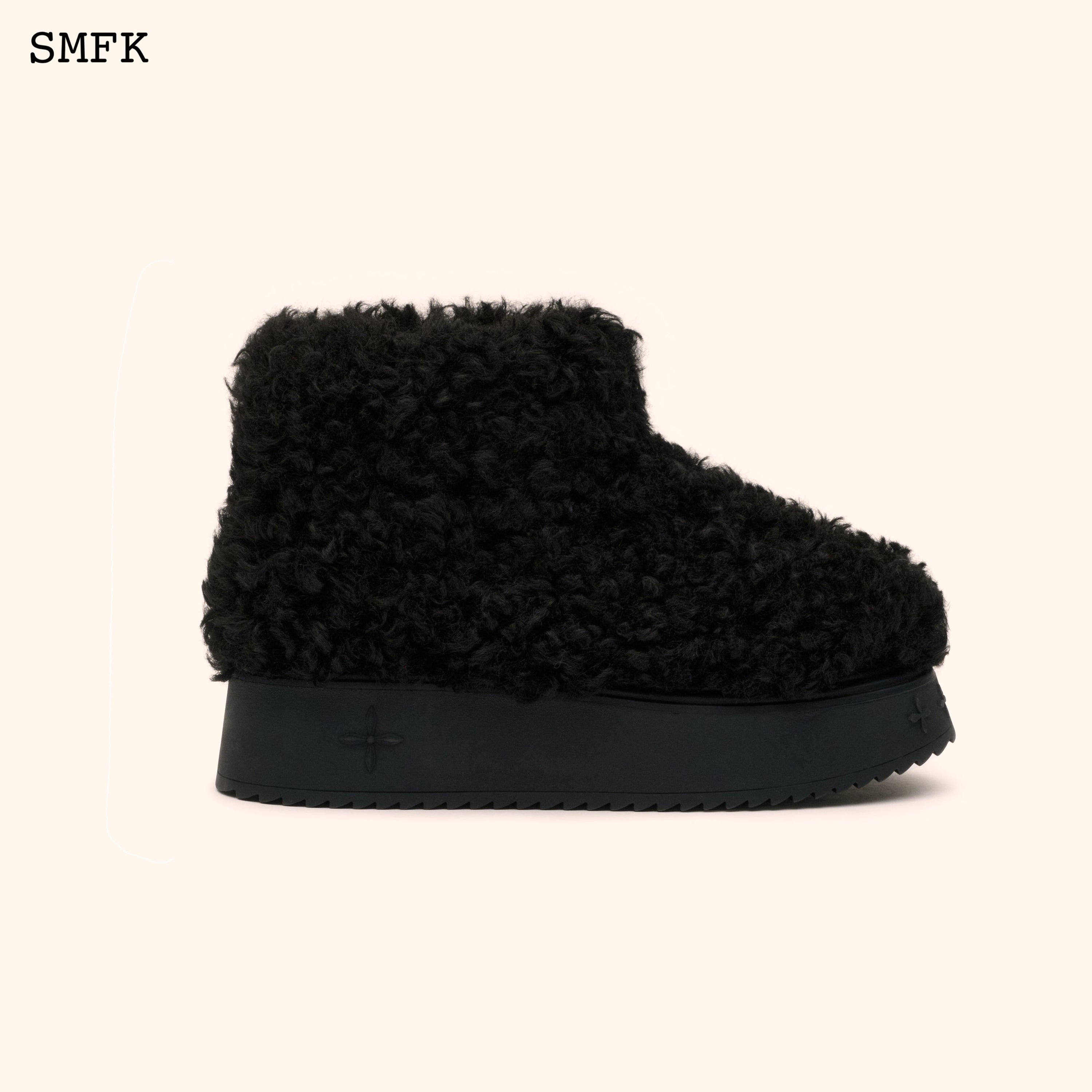 Compass Woolly Black Fluffy Short Boots - SMFK Official