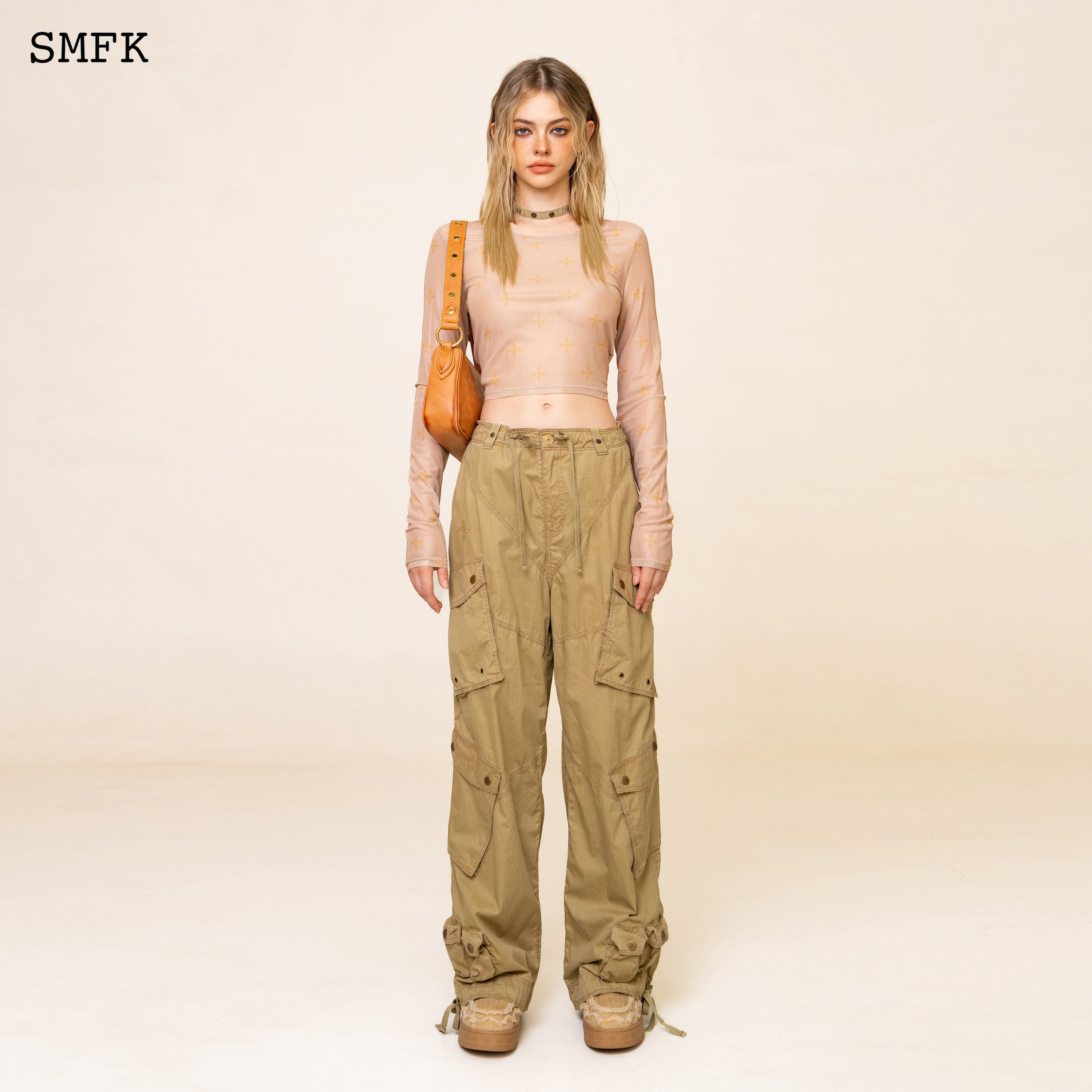 Garden Desert Mesh Tights Top In Khaki - SMFK Official