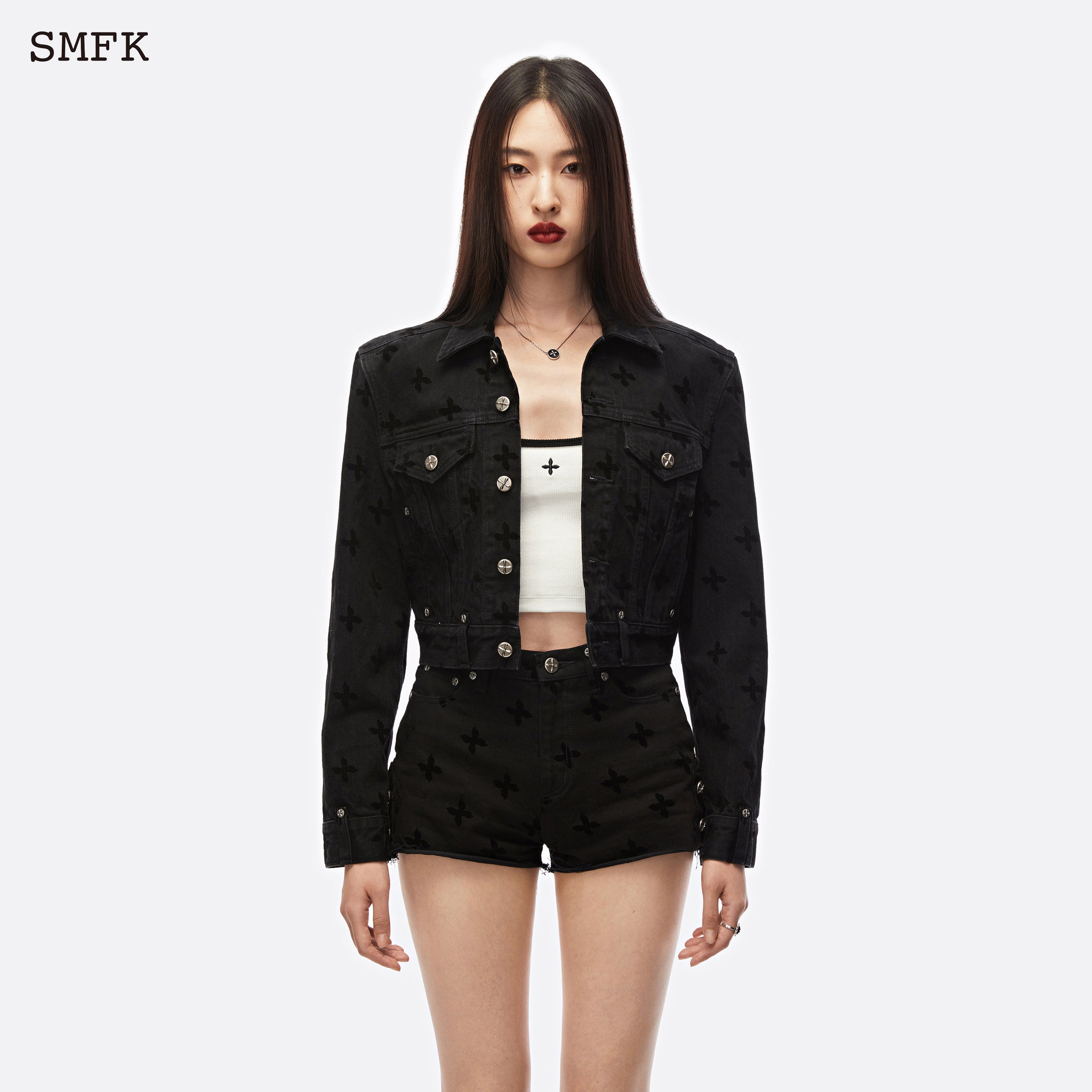 Garden Midnight Biker Denim Short Jacket - SMFK Official