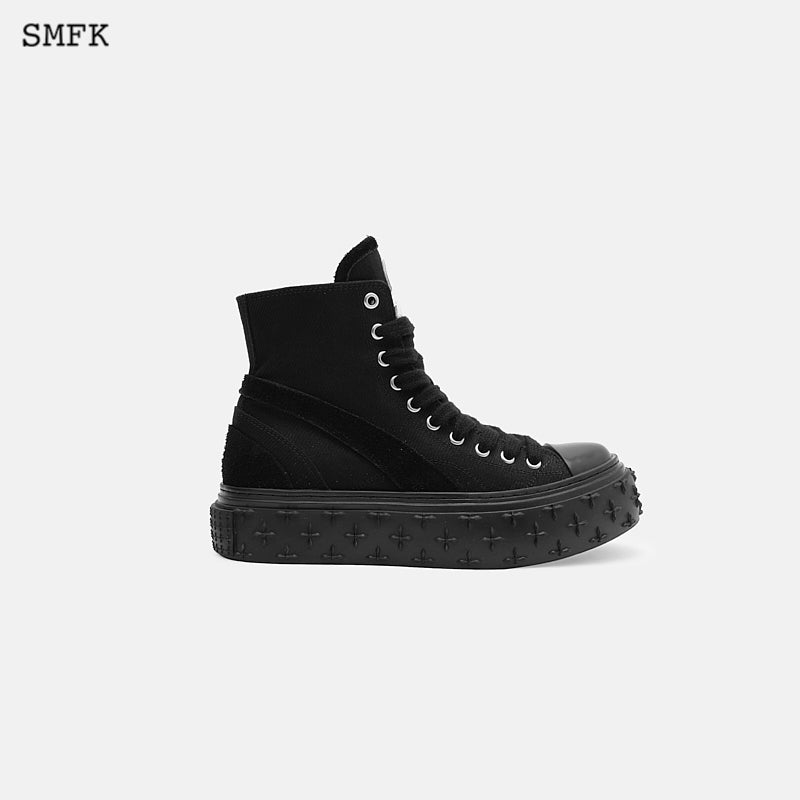 Garden retro high top skate shoe Black - SMFK Official