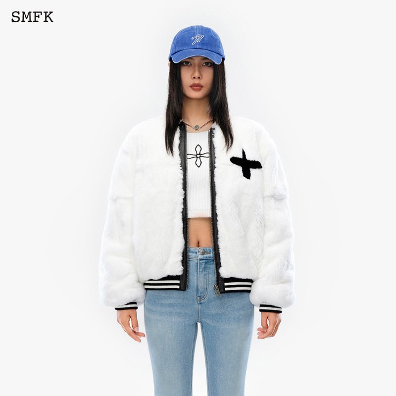 Gemini fur aviator jacket White - SMFK Official