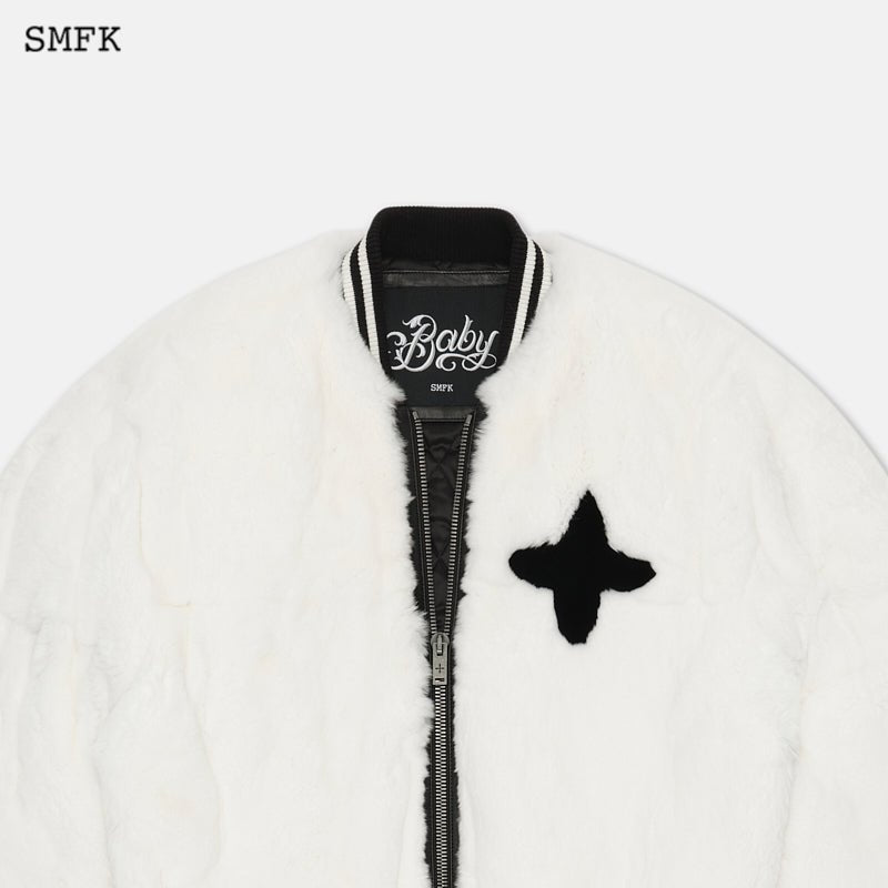 Gemini fur aviator jacket White - SMFK Official