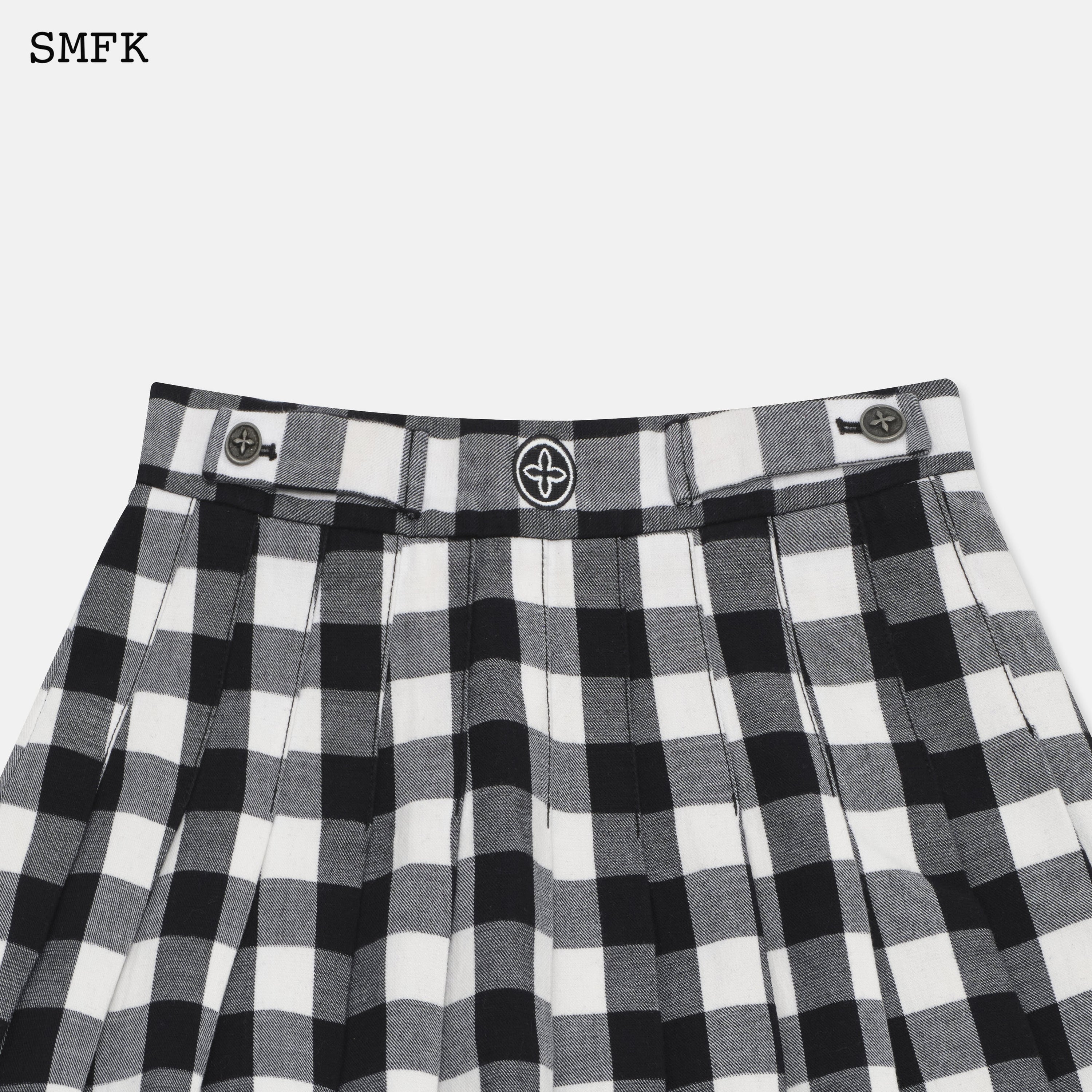 Grassland Black And White Checkered Pleated Skirt - SMFK Official