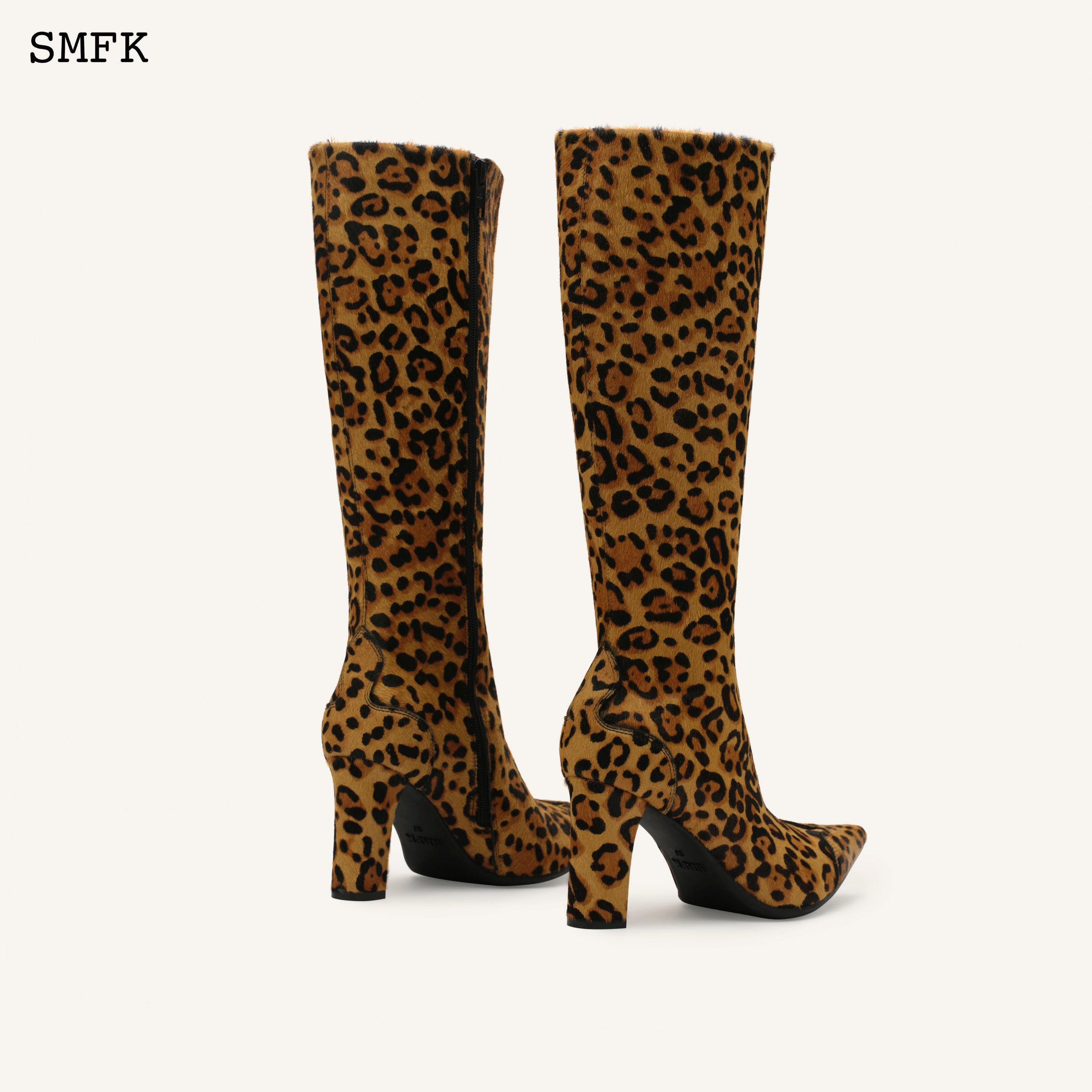 Leopard Compass Vintage Cowhide High-Boots - SMFK Official