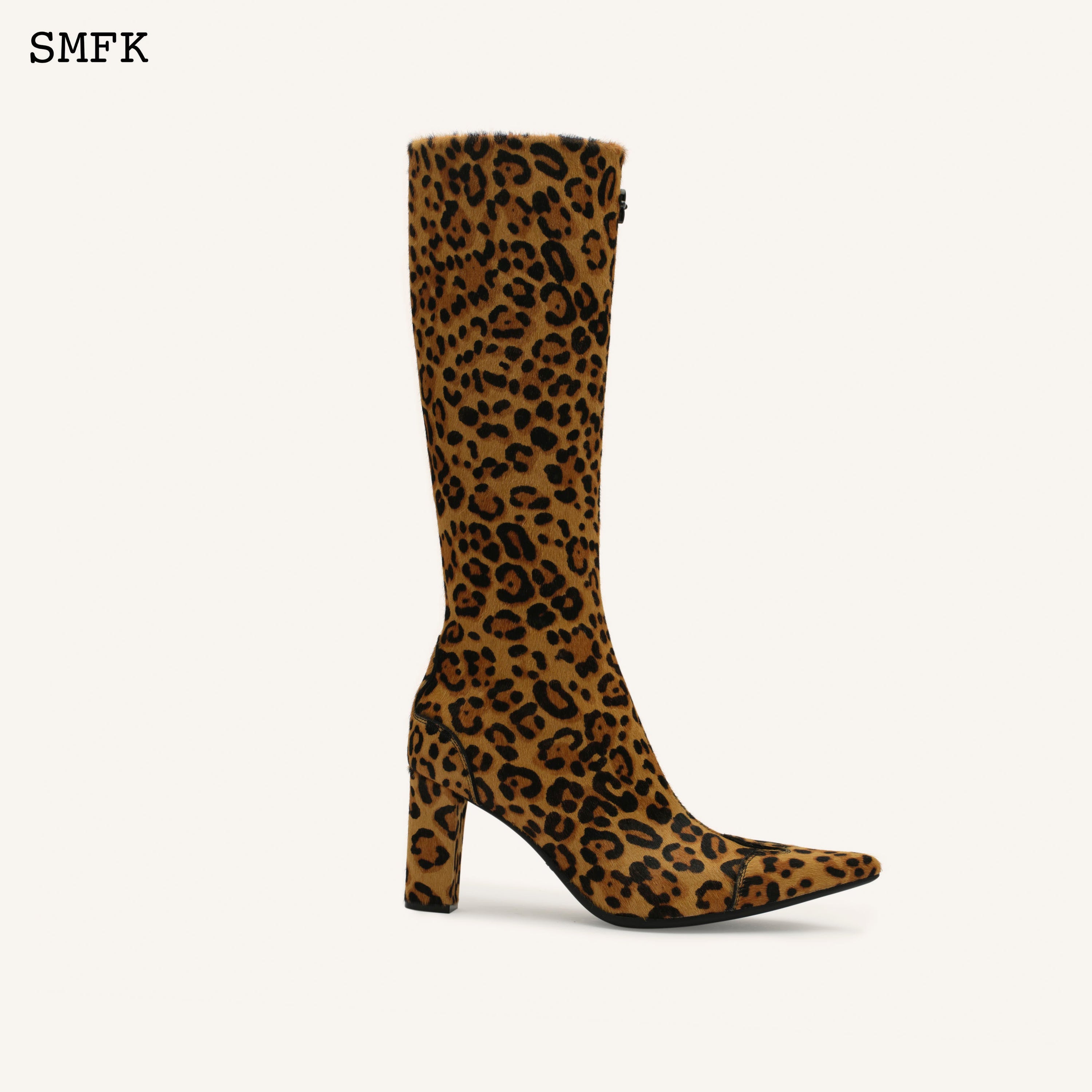 Leopard Compass Vintage Cowhide High-Boots - SMFK Official