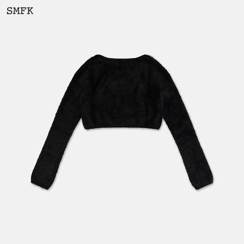 Panda wool short cardigan Black - SMFK Official