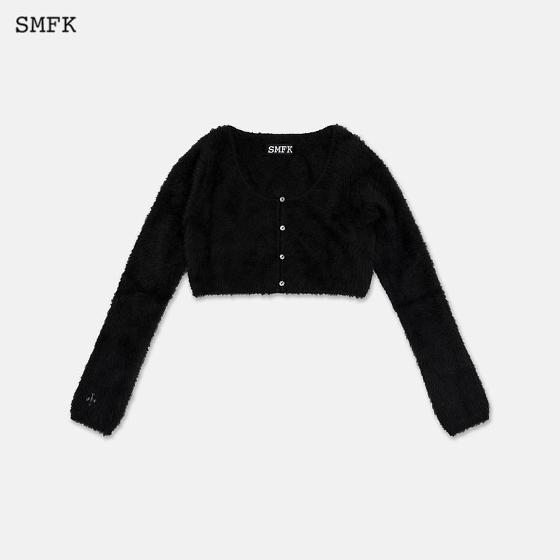 Panda wool short cardigan Black - SMFK Official