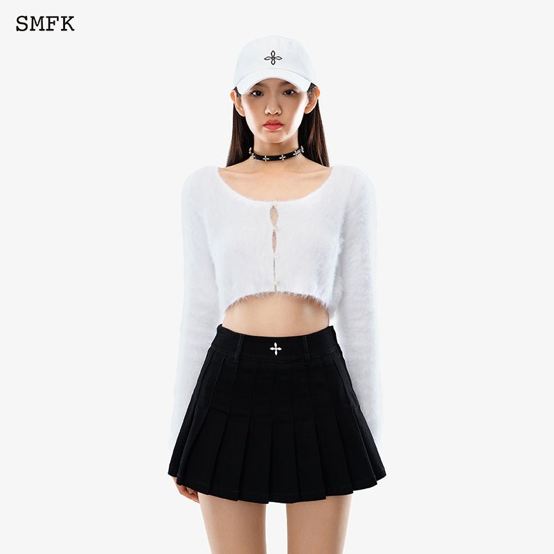 Panda wool short cardigan White - SMFK Official